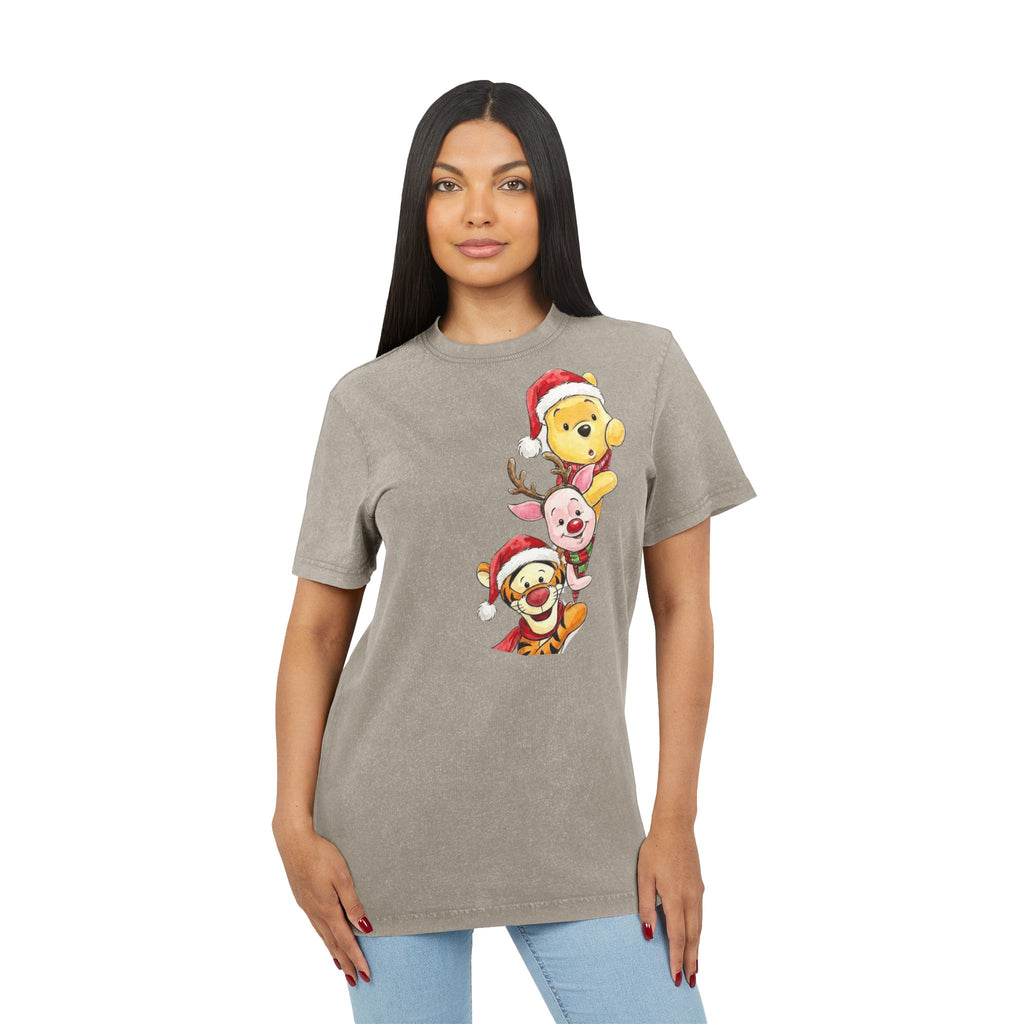 Christmas Character Stack Acid-Wash  Tee Cartoon Christmas T-shirts and Sweaters,