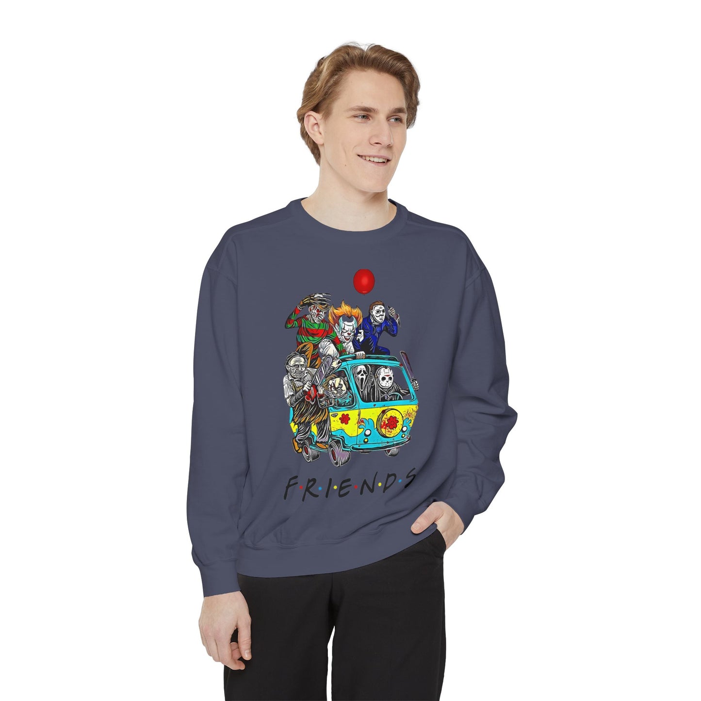Friends-Inspired Unisex Garment-Dyed Sweatshirt, Cozy Casual Wear, Unique Graphic Sweatshirt, Perfect Gift, Everyday Style
