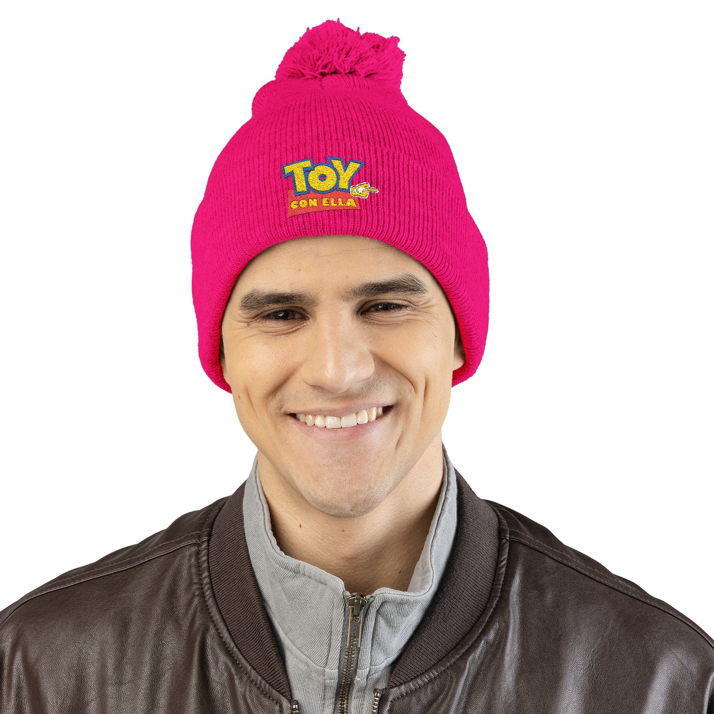 Toy Story Embroidered Pom-Pom Knit Cap Humor Cuffed Beanie – Warm, Soft & Sassy Winter Hat