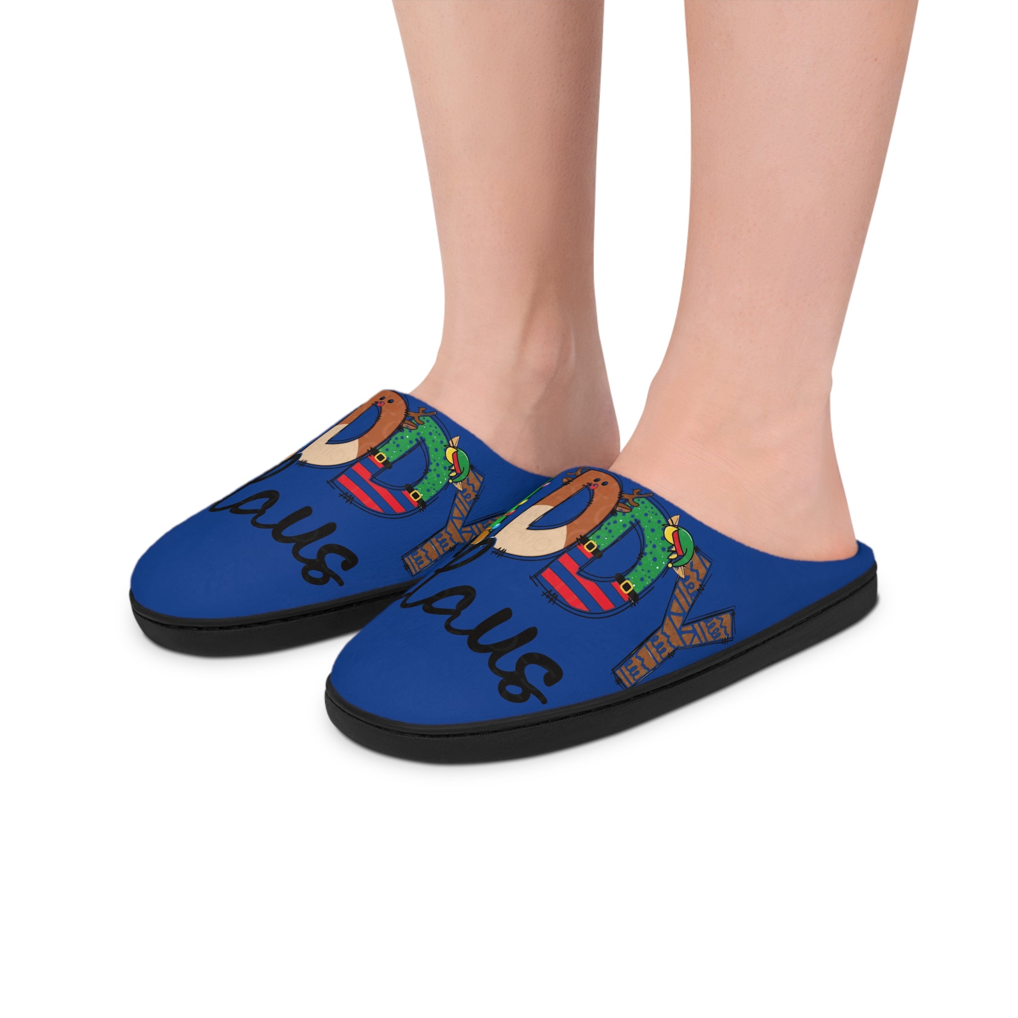 Men's Slippers - 'Dad Claus' Holiday Indoor Slip-On with Festive Christmas Design