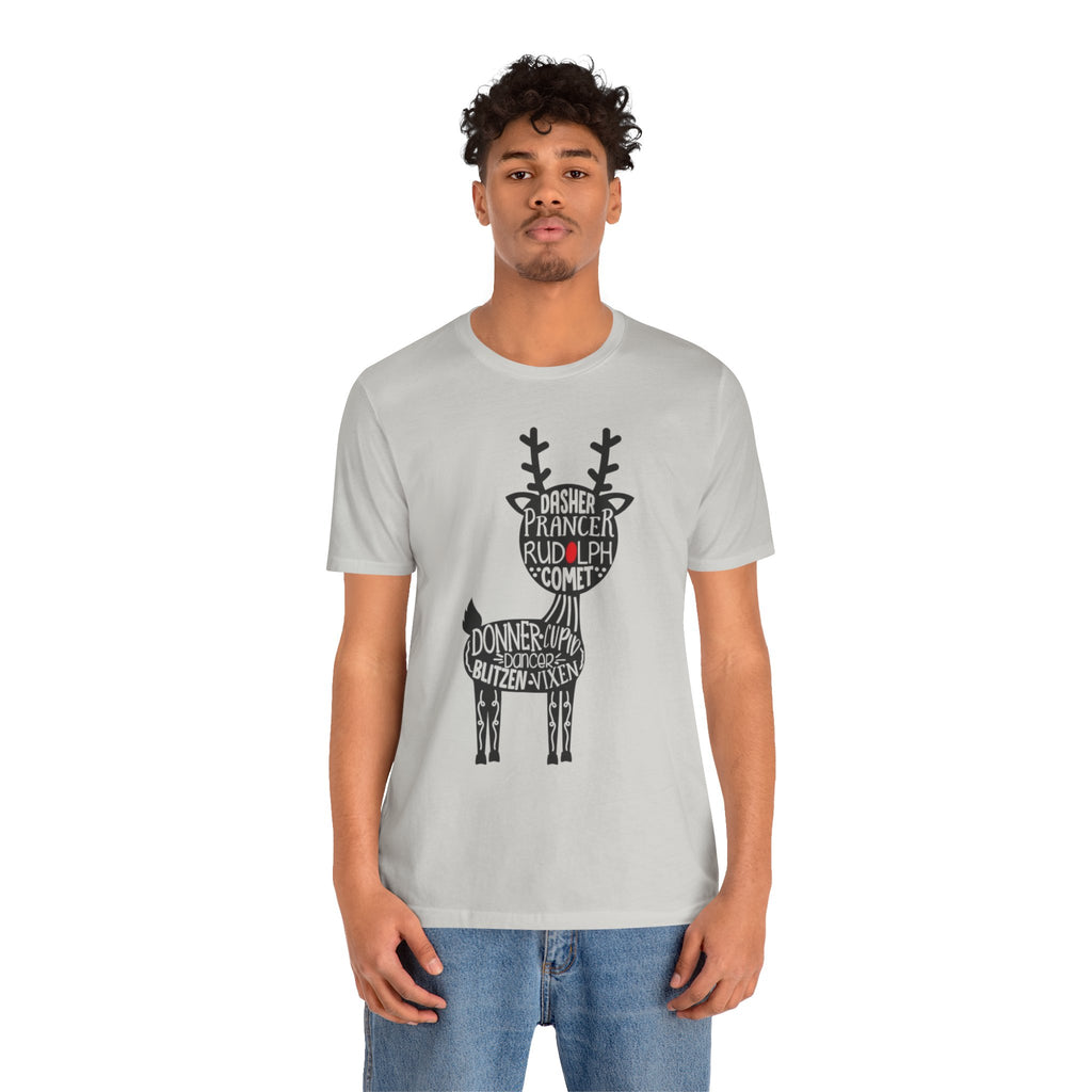 Christmas Reindeer Graphic Tee - Unisex Jersey Short Sleeve Shirt