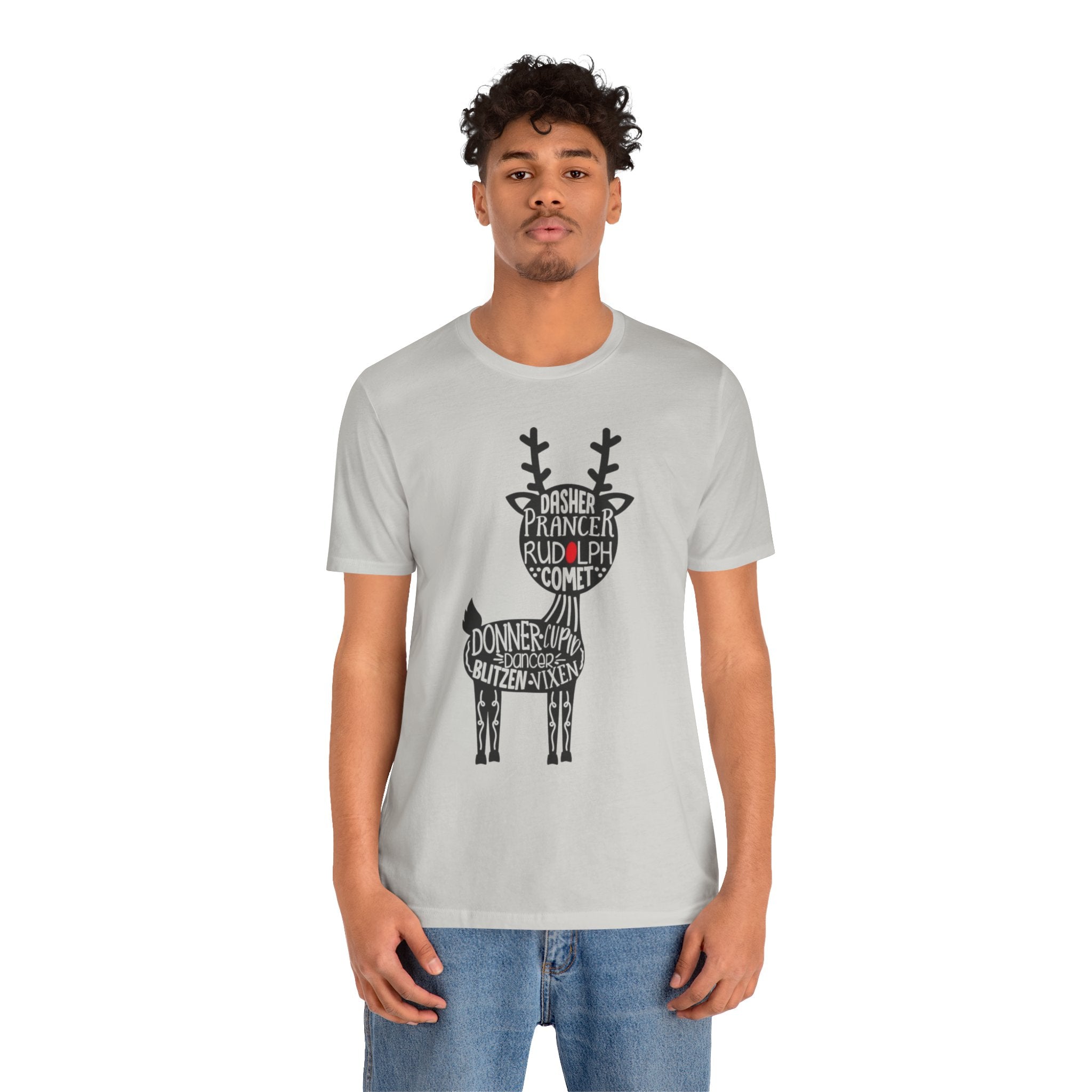 Christmas Reindeer Graphic Tee - Unisex Jersey Short Sleeve Shirt