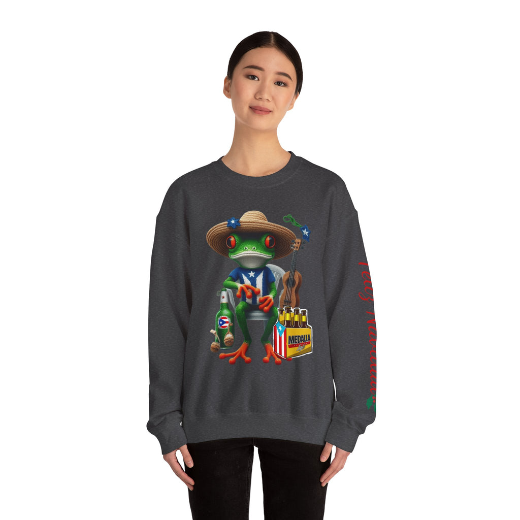 Frog Coqui Crewneck Sweatshirt – Coquito y Medalla Puerto Rican Vibes