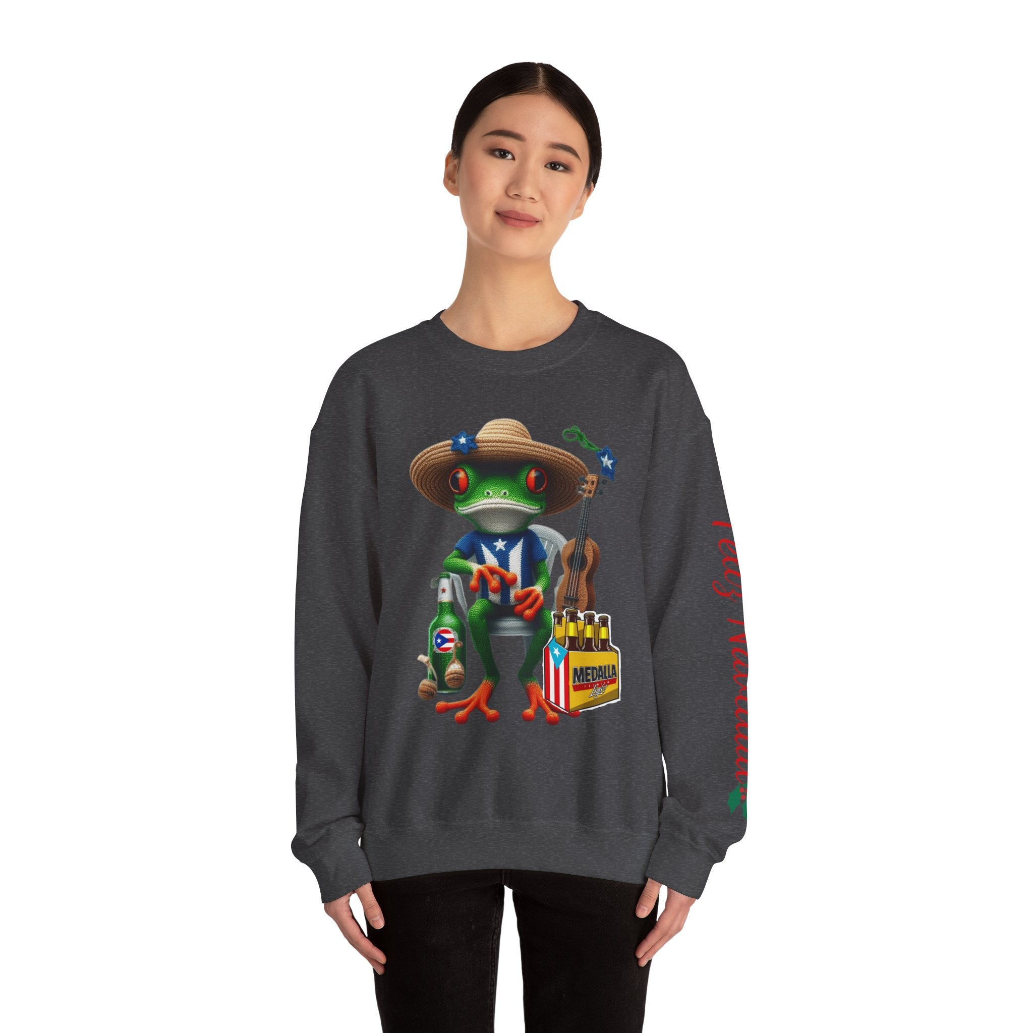 Frog Coqui Crewneck Sweatshirt – Coquito y Medalla Puerto Rican Vibes