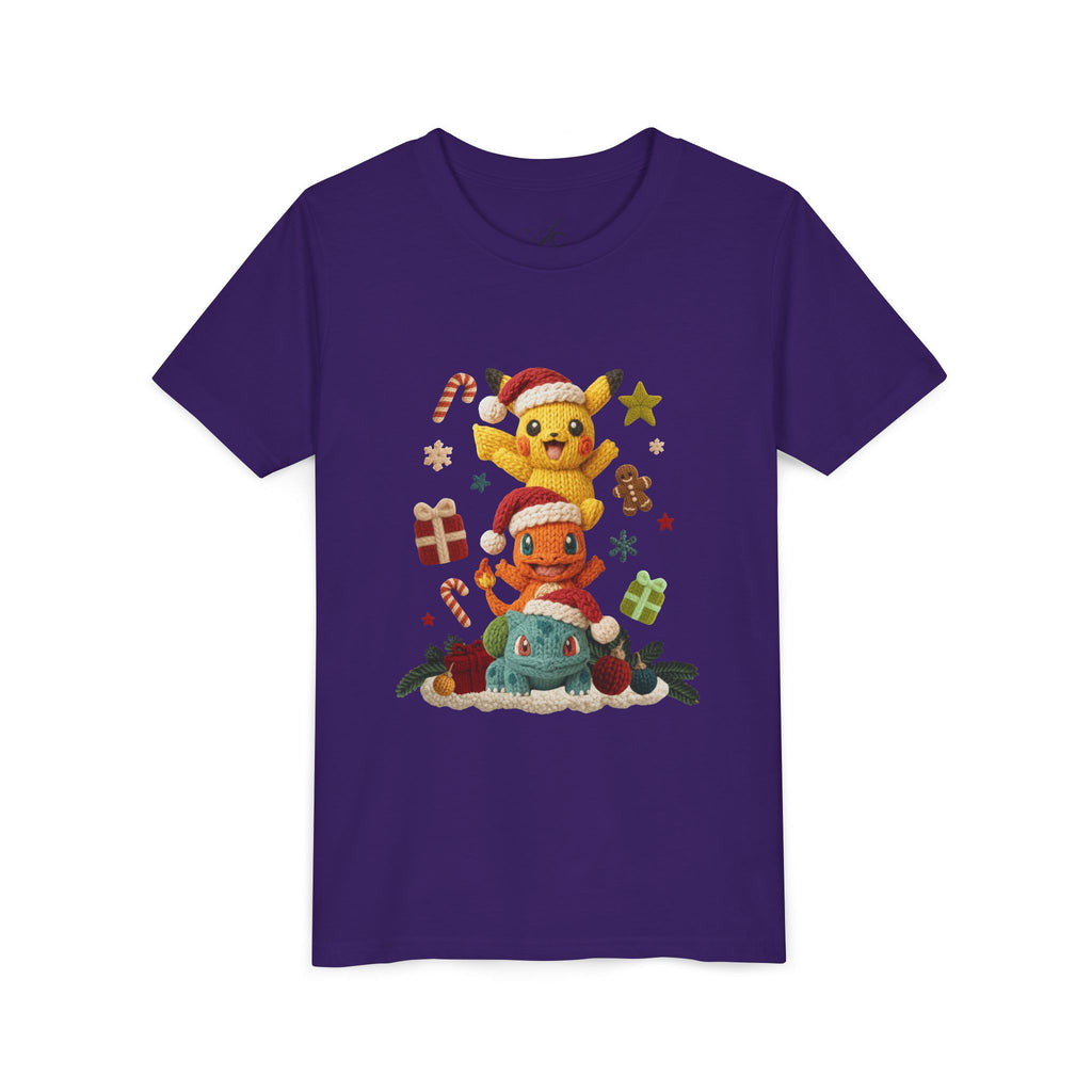Kids Holiday Tee  Cute Stacked cartoon Characters Christmas Design