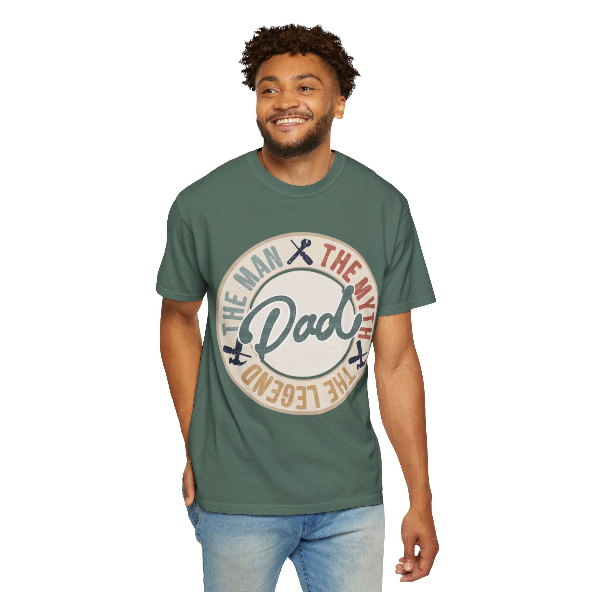Dad Retro Badge T-Shirt — “Dad: The Man, The Myth, The Legend” Father’s Day Tee