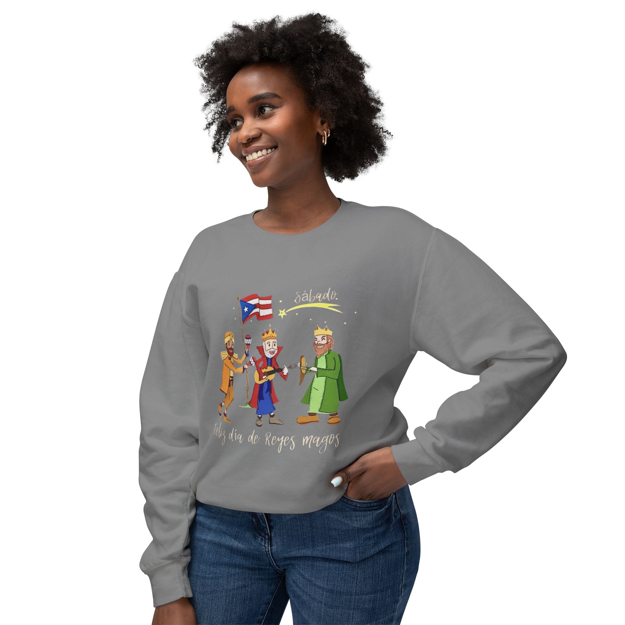 Three Kings Sweatshirt  'Feliz Día De Los Reyes Magos' Holiday Crewneck Christmas T-shirts and sweaters