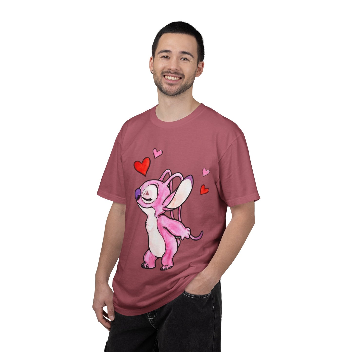 T-Shirt — Cute Pink Cartoon Creature with Hearts | Valentine’s Gift Tee