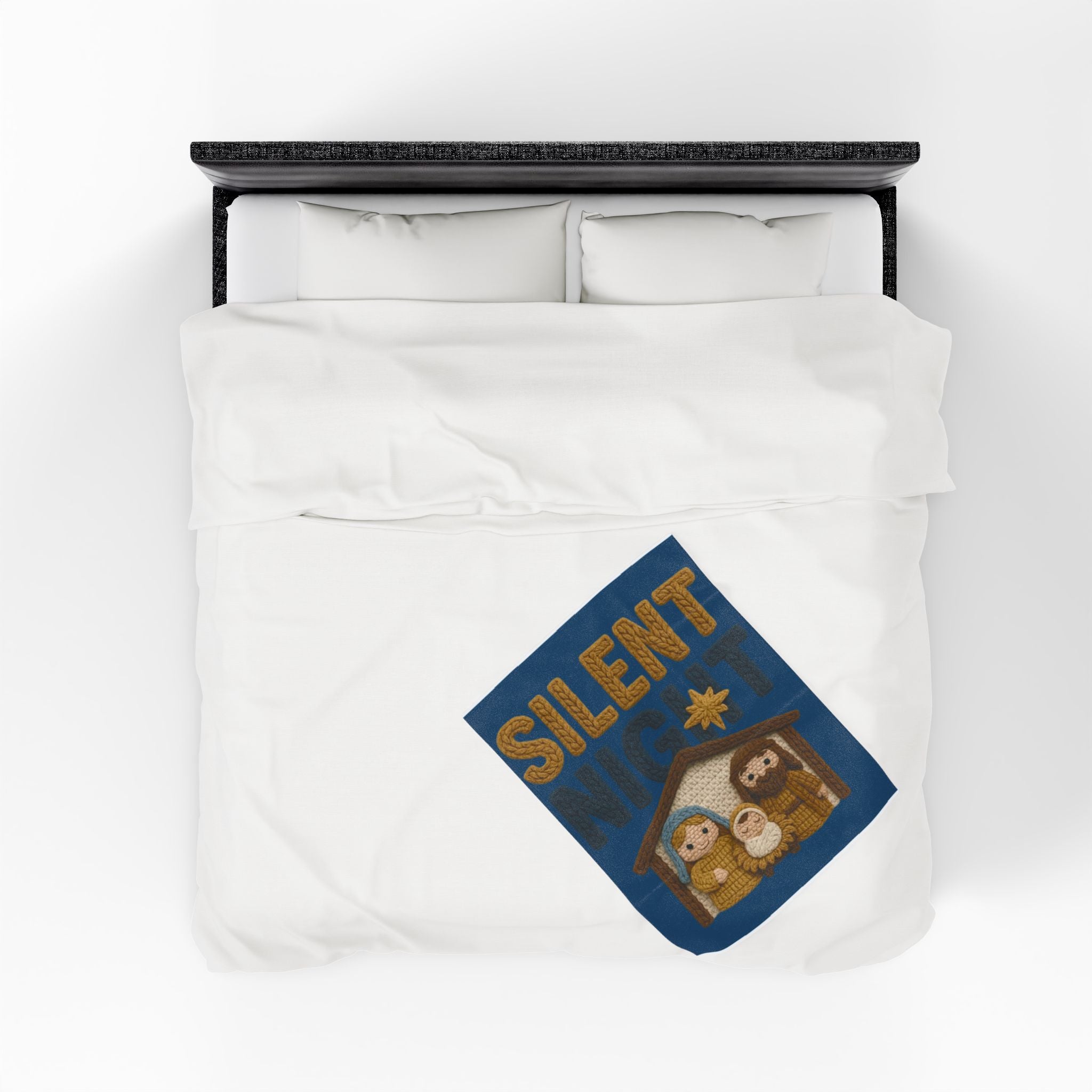 Silent Night Nativity Velveteen Plush Blanket  Cozy Christmas Baby Jesus Manger Throw