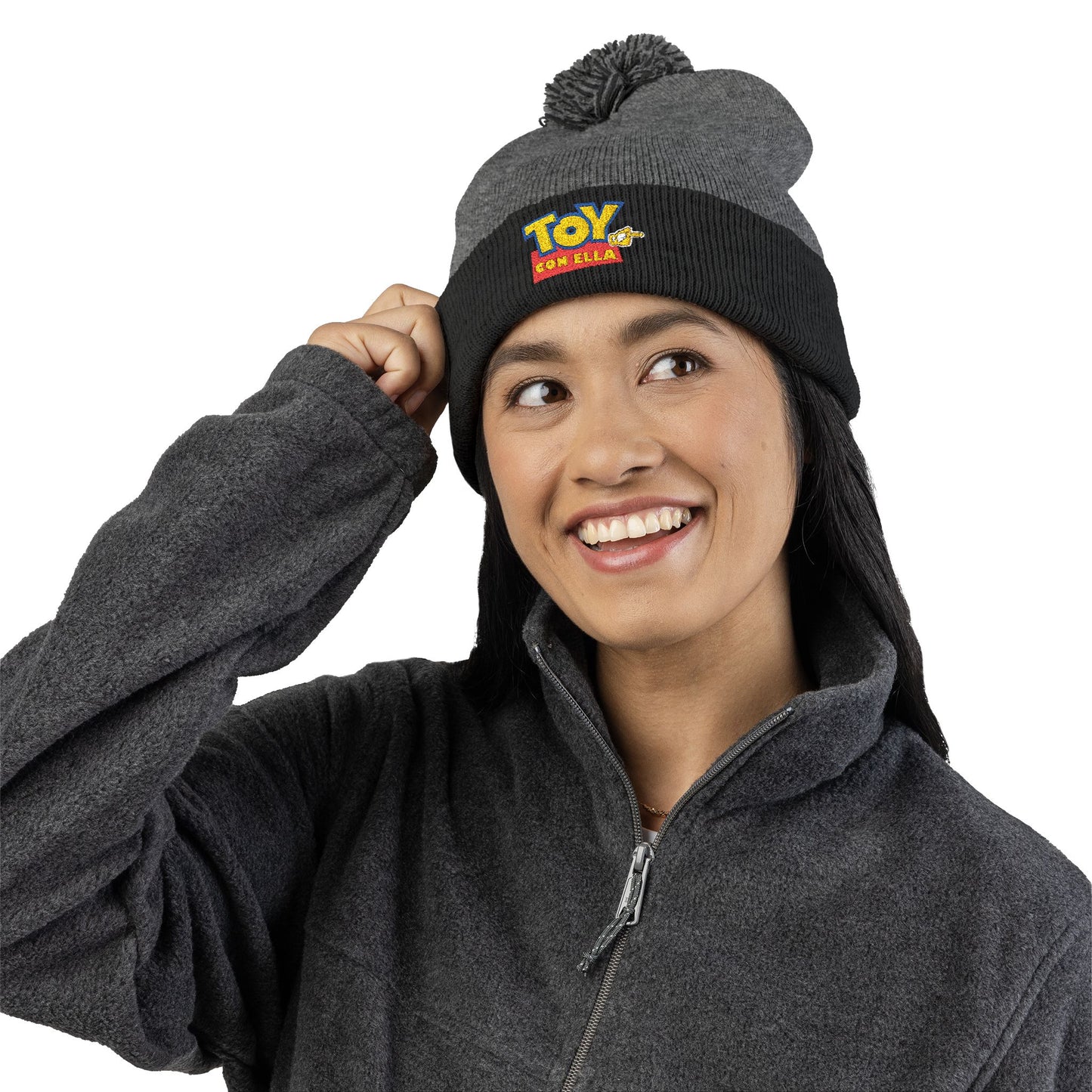Toy Story Embroidered Pom-Pom Knit Cap Humor Cuffed Beanie – Warm, Soft & Sassy Winter Hat