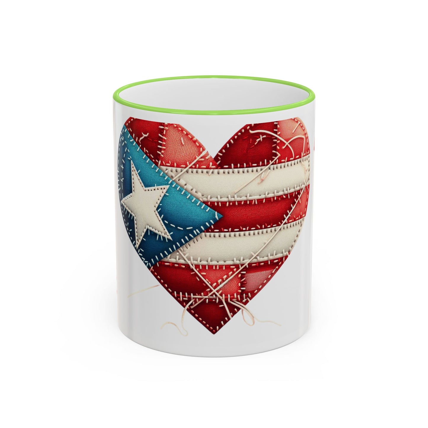 Puerto Rico Flag Heart Accent Rim Mug — Patriotic Coffee Cup (11oz/15oz)