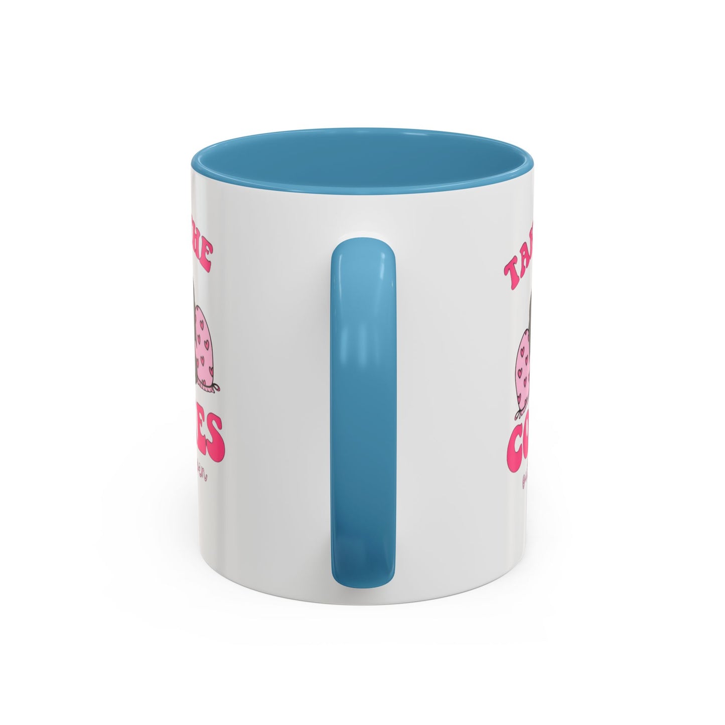 Accent Coffee Mug — "Taking the Cookies" Cute Pink Baking Design Coffee Cup for Fun Celebrations