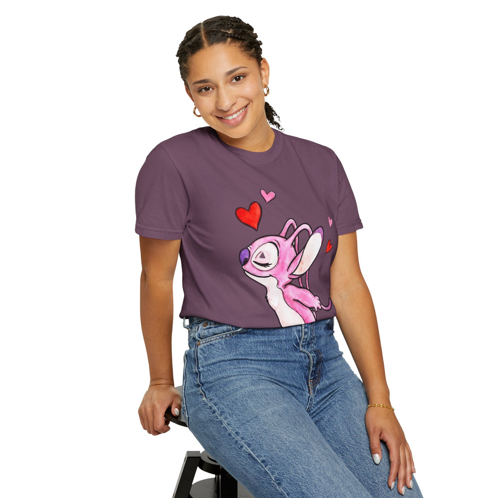 T-Shirt — Cute Pink Cartoon Creature with Hearts | Valentine’s Gift Tee