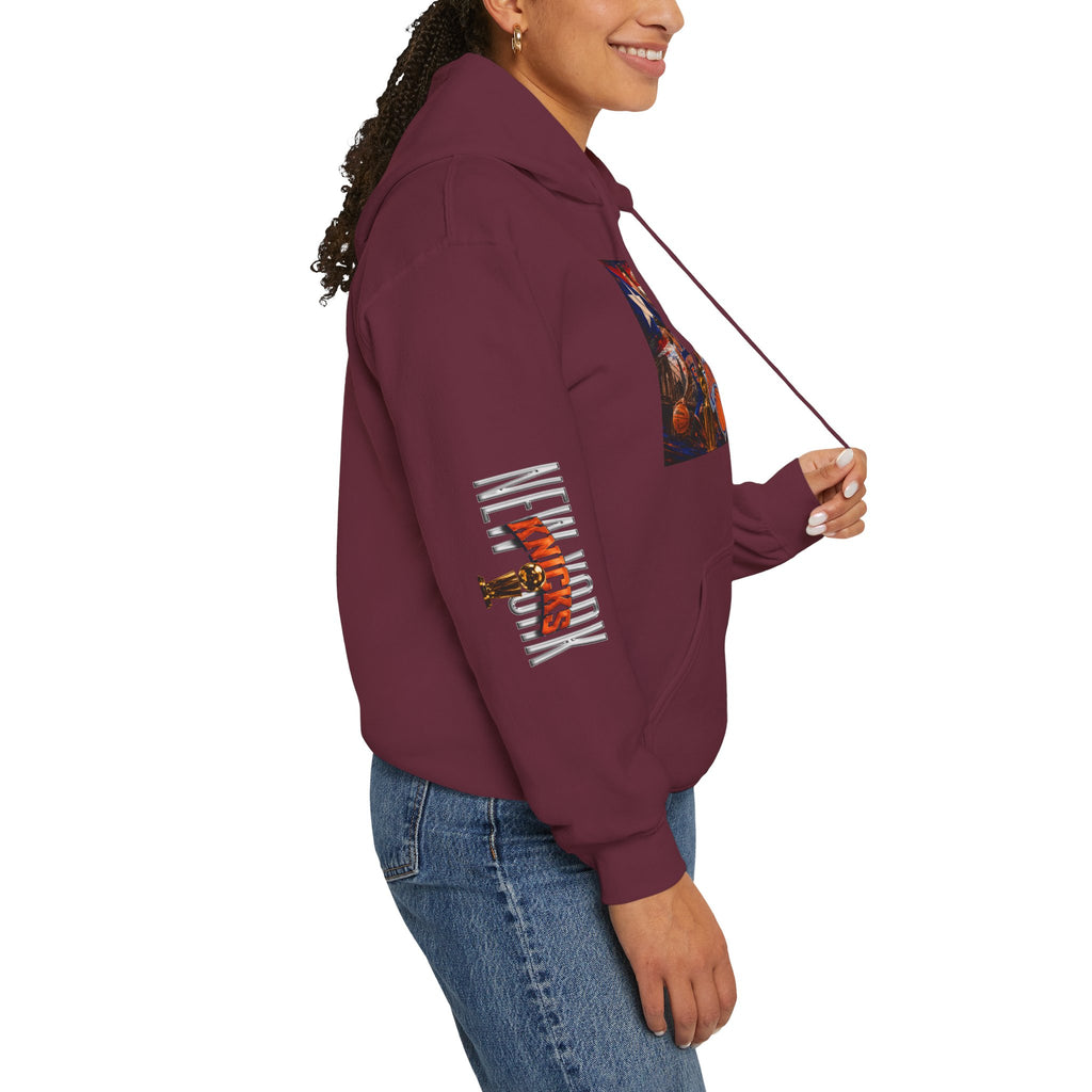 NY-K Retro Player Collage Hoodie — Basketball Fan Sweatshirt
