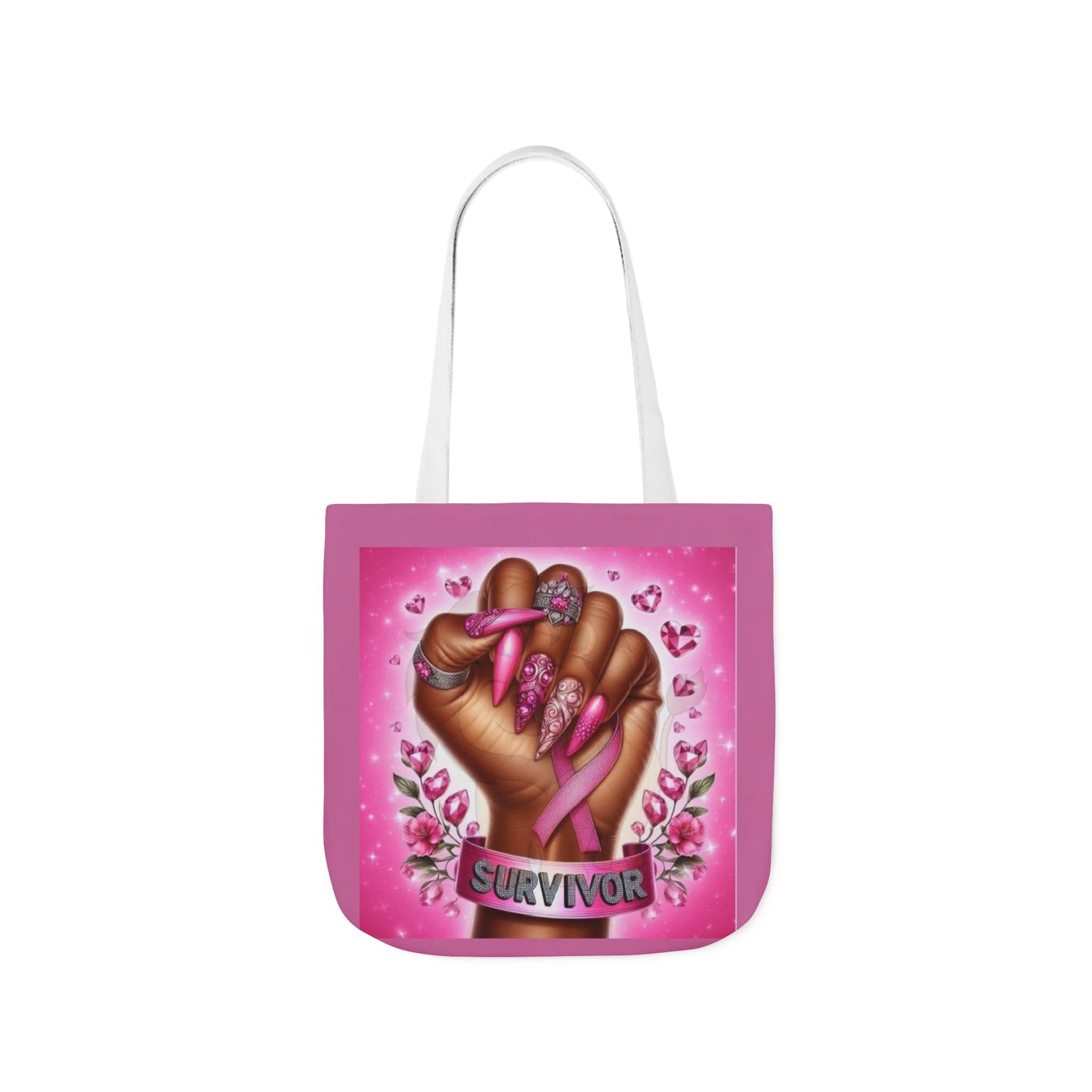 Breast Cancer Survivor Tote Bag  Pink Ribbon Empowerment Canvas Tote