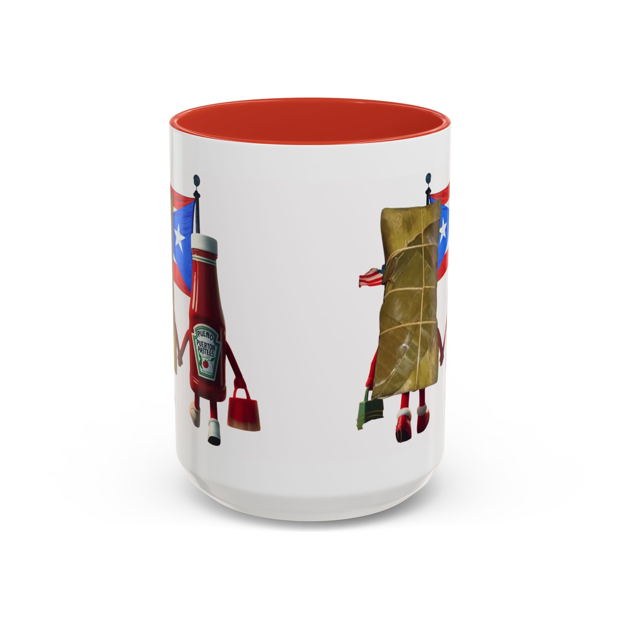 Puerto Rican Flag Ketchup & Pasteles Coffee Mug — Funny Food Friends Accent Mug (11/15oz)