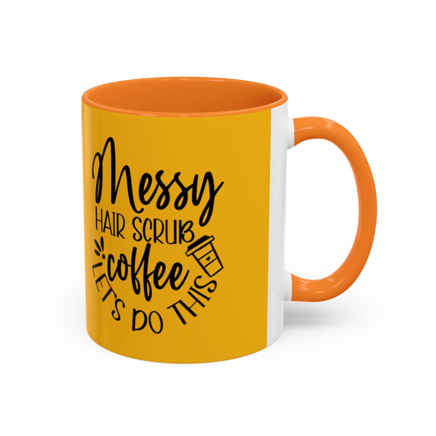 Holiday Coffee Cups with Festive Quotes & Designs Messy Hair Coffee Mug - Fun Yellow Ceramic Cup for Coffee Lovers