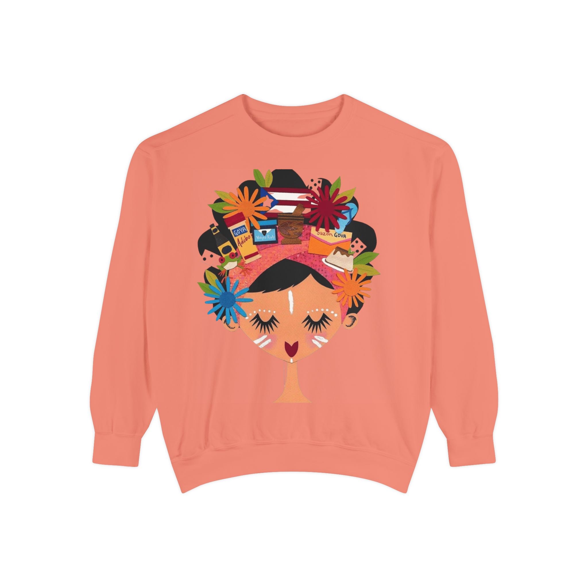 Floral Fiesta Sweatshirt — Colorful Tropical Woman Graphic Puerto Rico Navidades