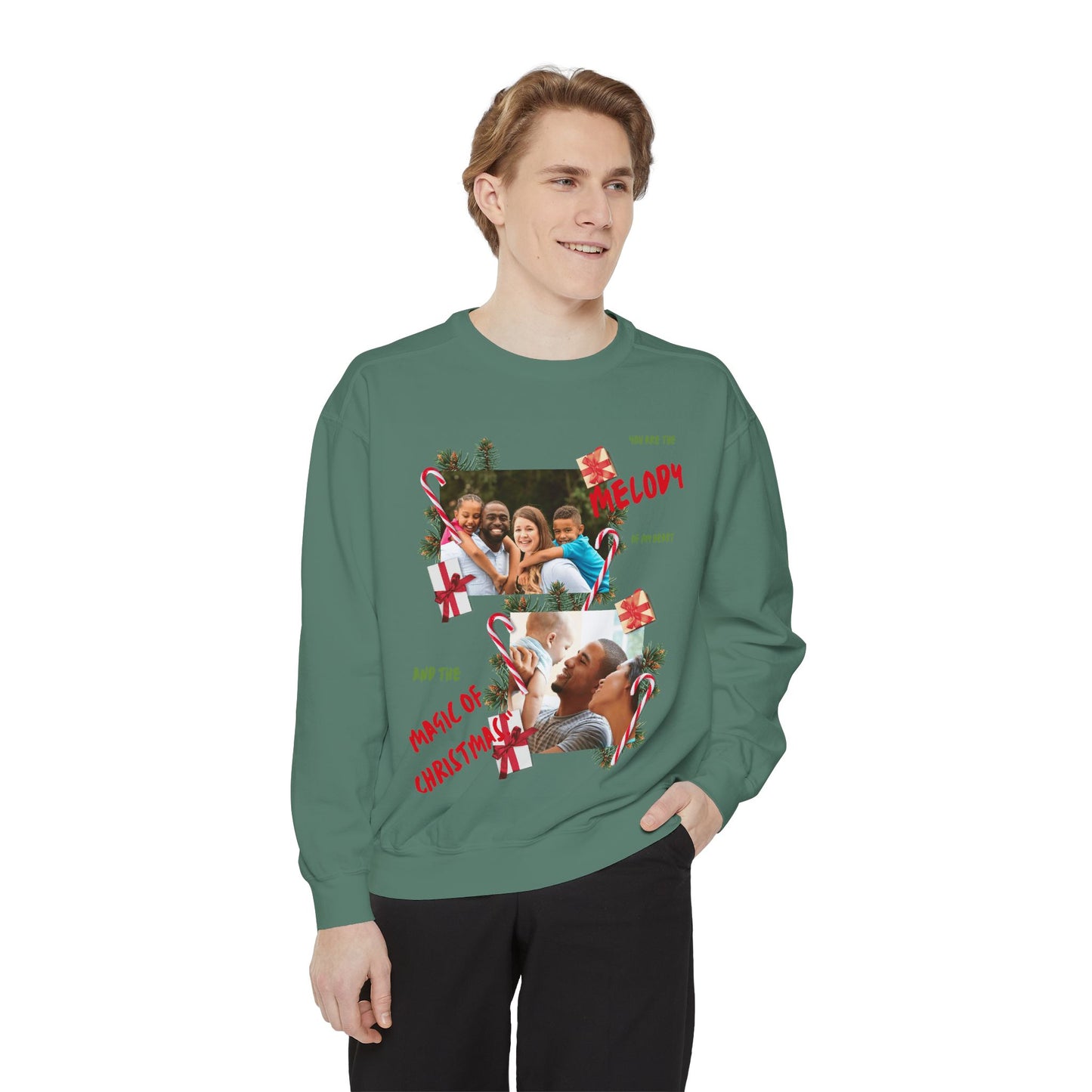 Personalized Christmas Photo Sweatshirt – “You Are the Melody” Holiday Crewneck