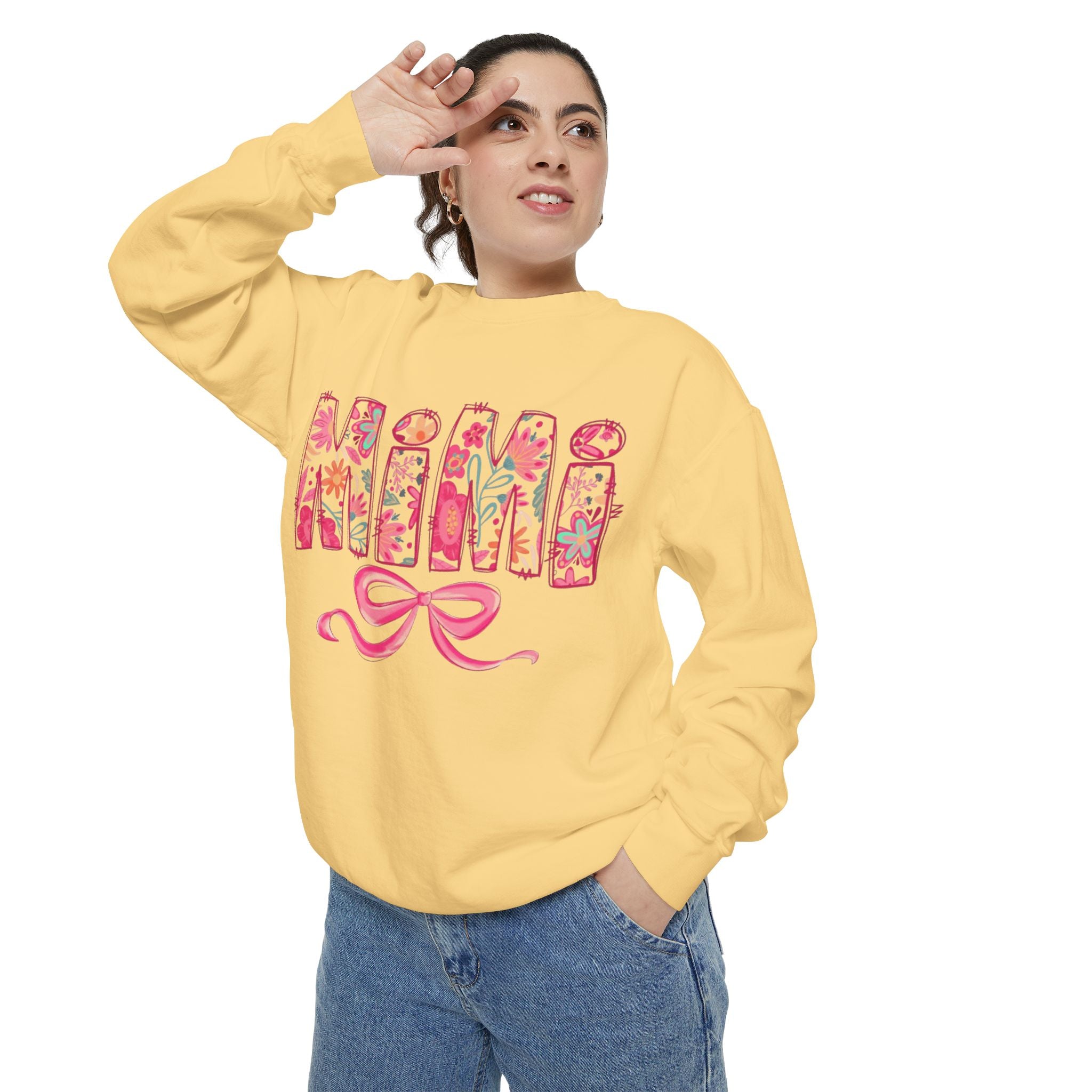 Mama Floral Sweatshirt  Pink Floral 'MAMA' Design with Bow