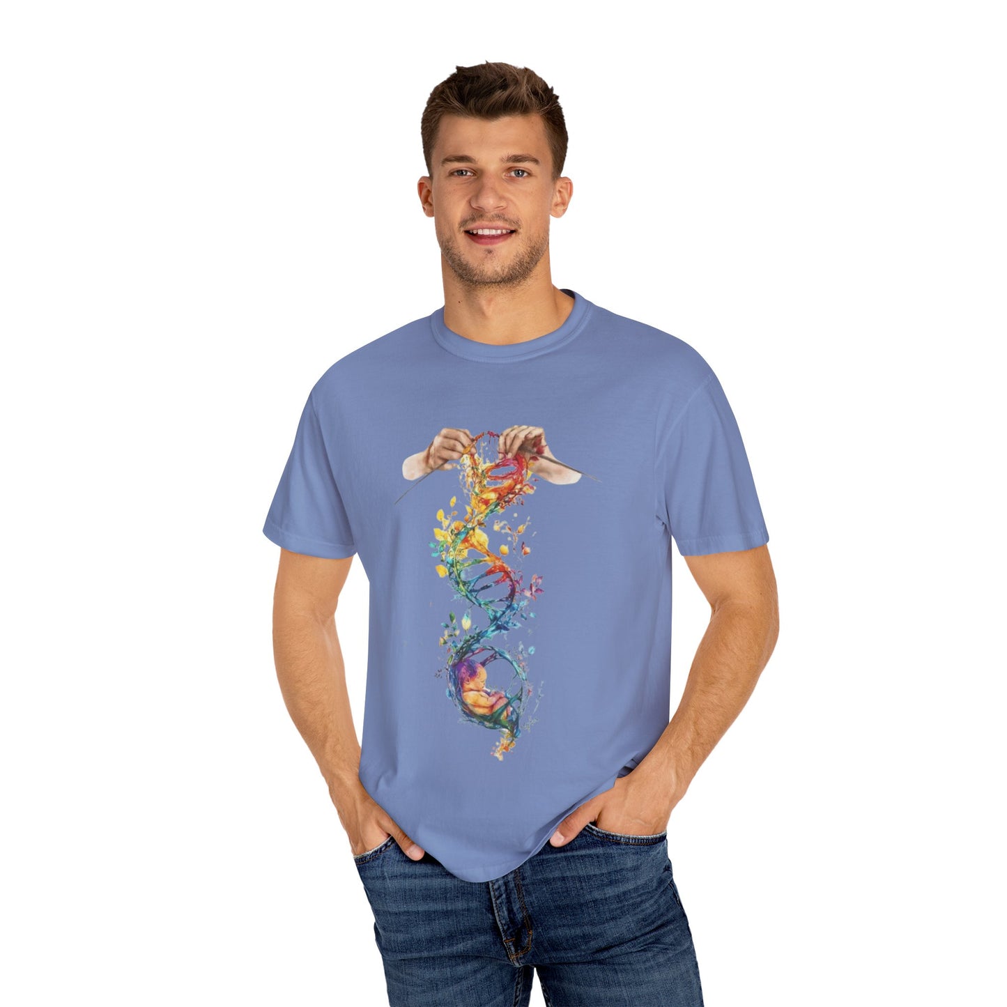 👚 Soft. Stylish. Mom-approved. Order now and gift her something she'll actually wear! Colorful DNA Art Unisex T-shirt, Science Tee, Creative Garment, Gift for Scientists,
