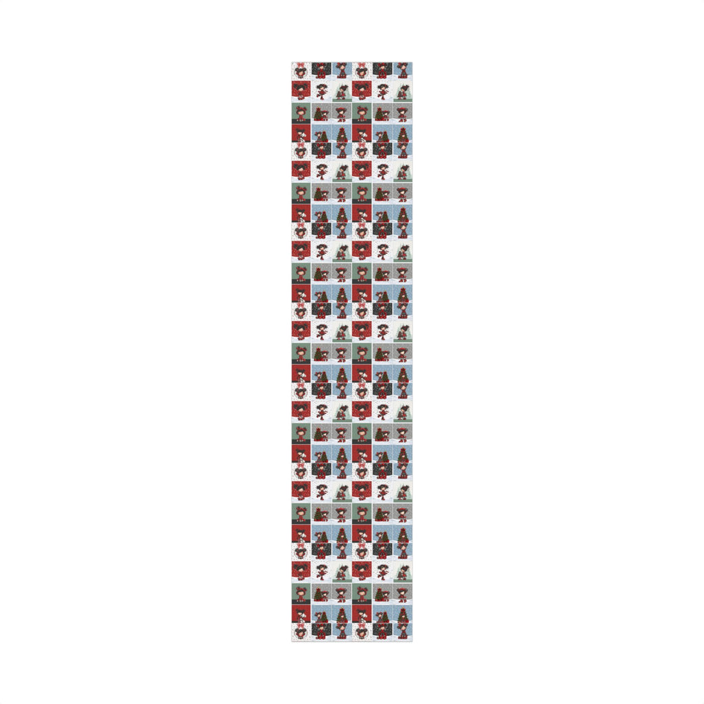 Festive Wrapping Paper Gift Wrap Papers - Cute Holiday Girl Patterned Wrapping Paper Rolls (Snow, Red Bows)