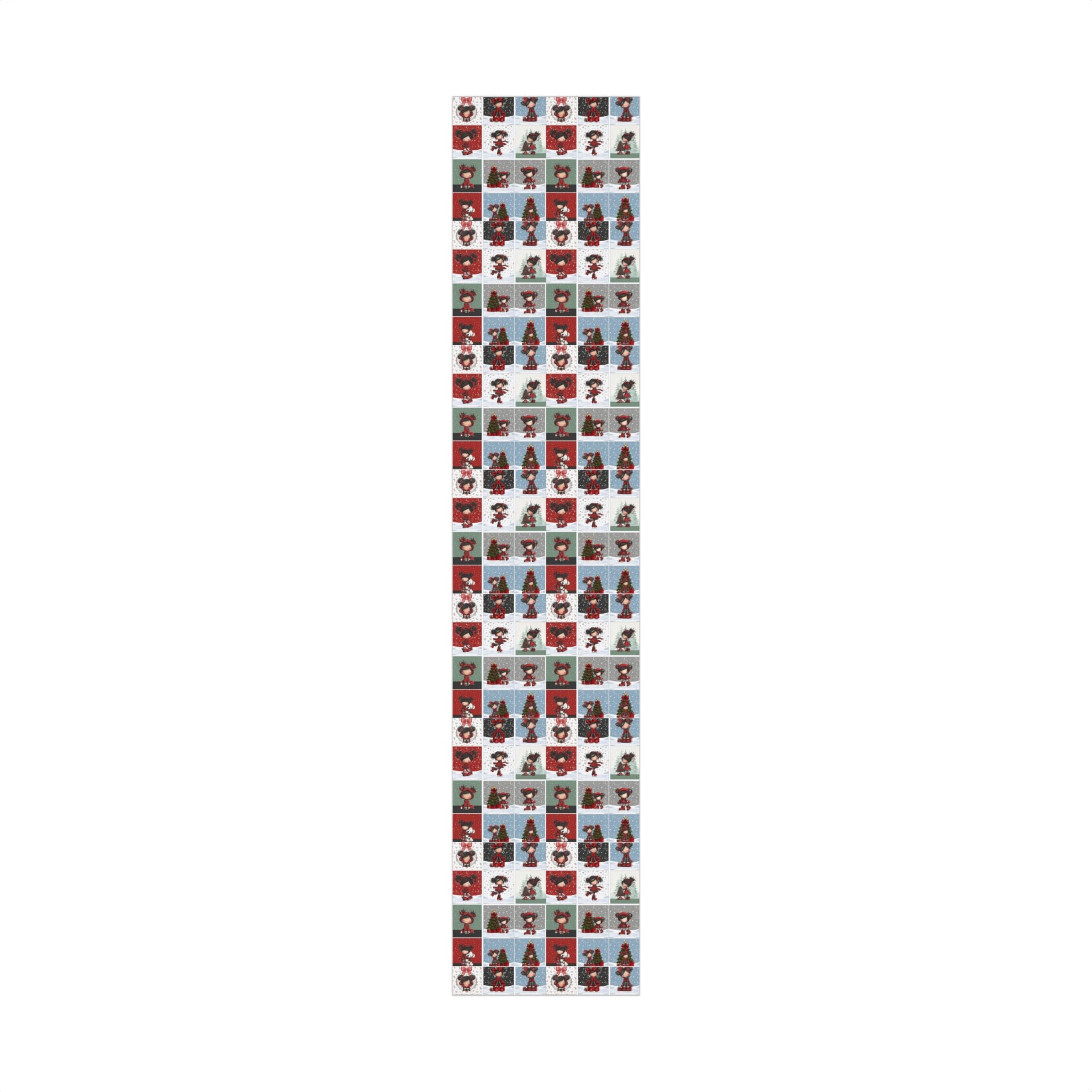 Festive Wrapping Paper Gift Wrap Papers - Cute Holiday Girl Patterned Wrapping Paper Rolls (Snow, Red Bows)
