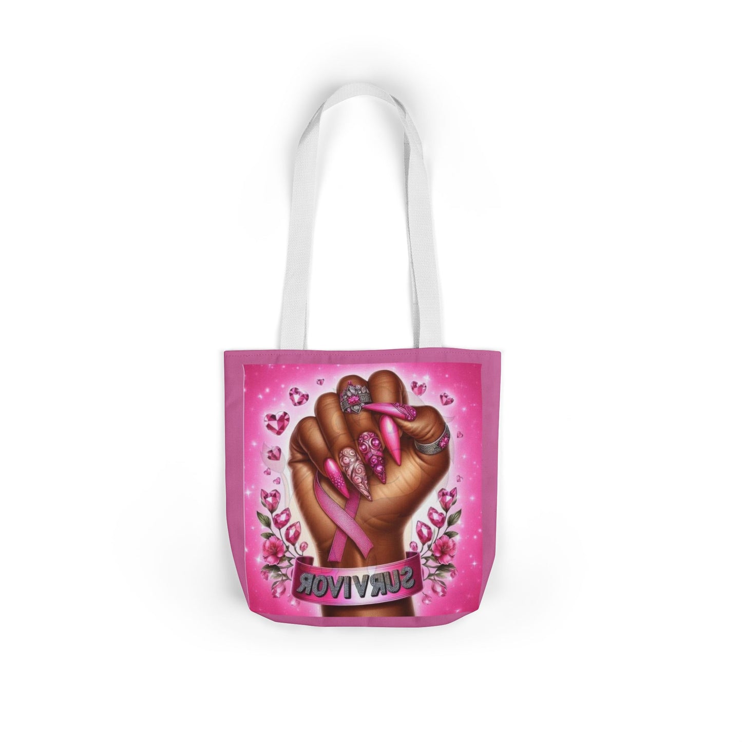 Breast Cancer Survivor Tote Bag  Pink Ribbon Empowerment Canvas Tote