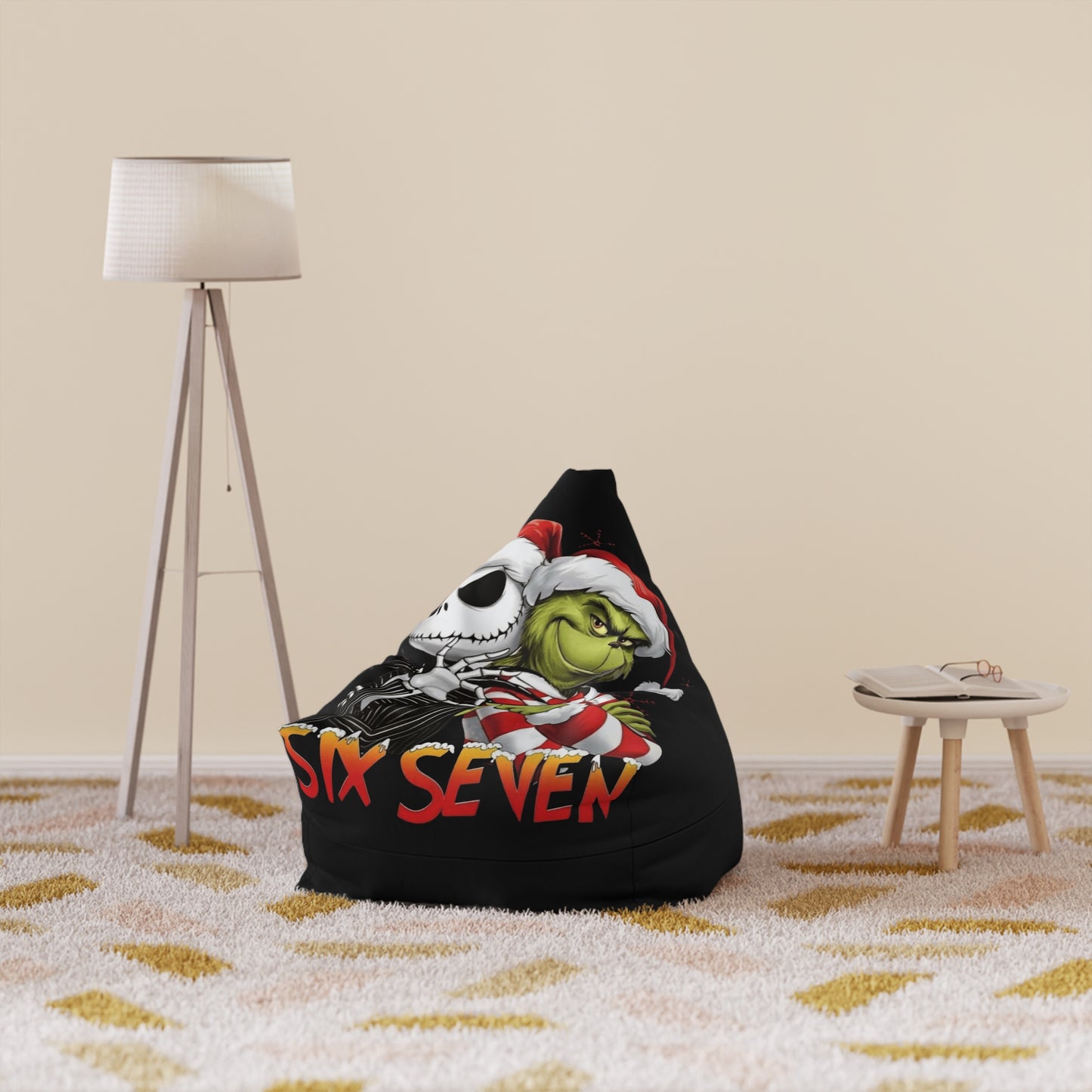 Grinch x Jack Skellington Holiday Bean Bag Cover — "Six Seven" Christmas Lounge Chair
