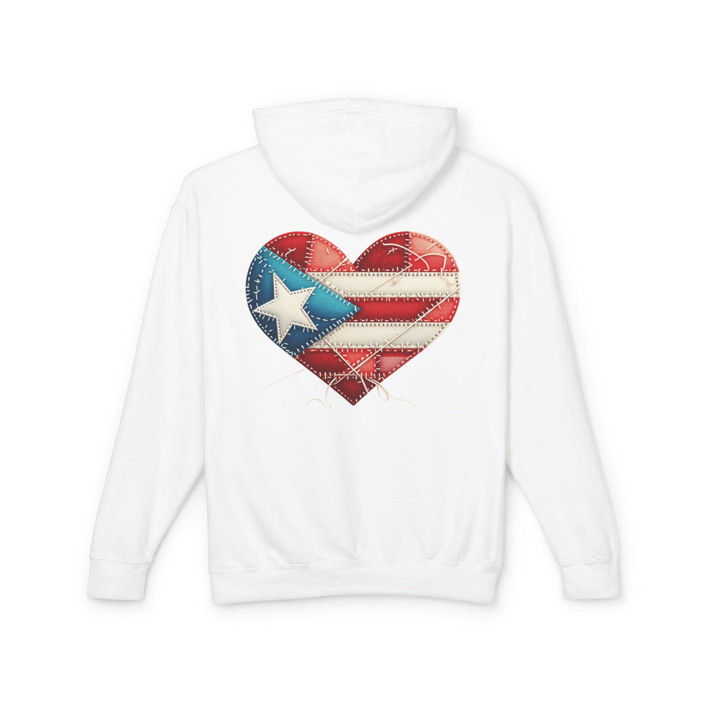 Jíbara Hoodie — Puerto Rican Heart Flag Lightweight Hooded Sweatshirt