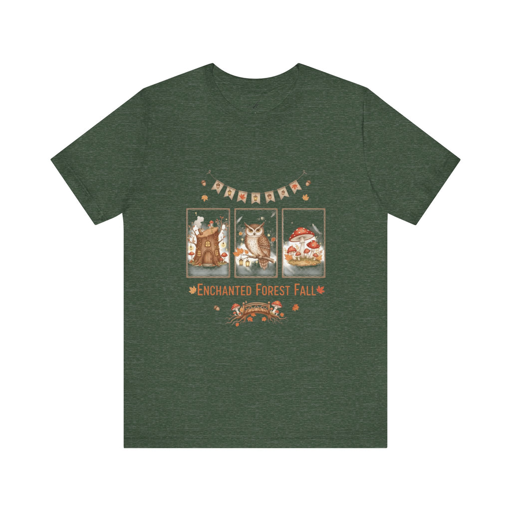 Enchanted Forest Fall Tee, Cute Owl Shirt, Autumn Graphic Tee, Nature Lover Gift, Cozy Fall Apparel, Wildlife T-Shirt, Unisex Fall Top