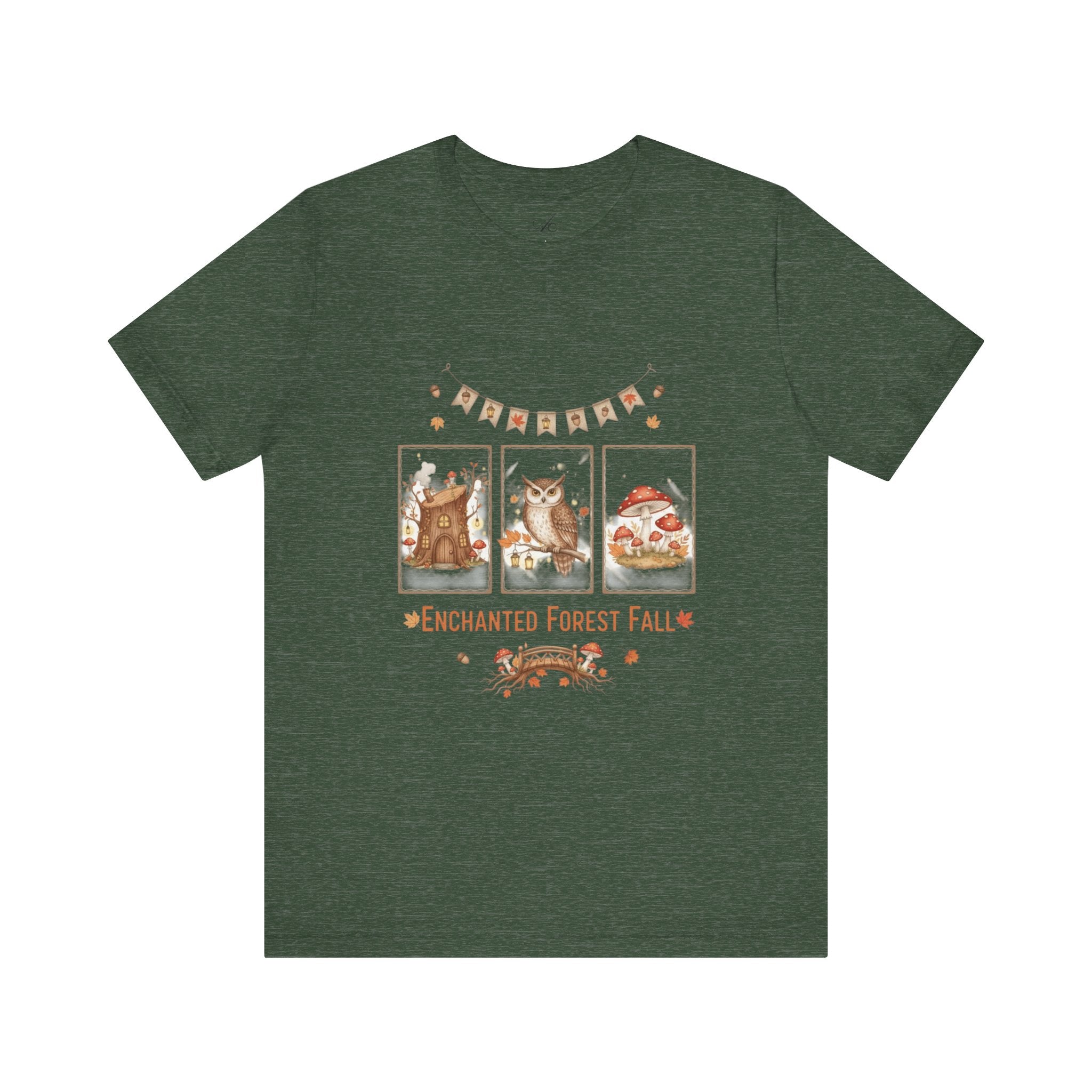 Enchanted Forest Fall Tee, Cute Owl Shirt, Autumn Graphic Tee, Nature Lover Gift, Cozy Fall Apparel, Wildlife T-Shirt, Unisex Fall Top
