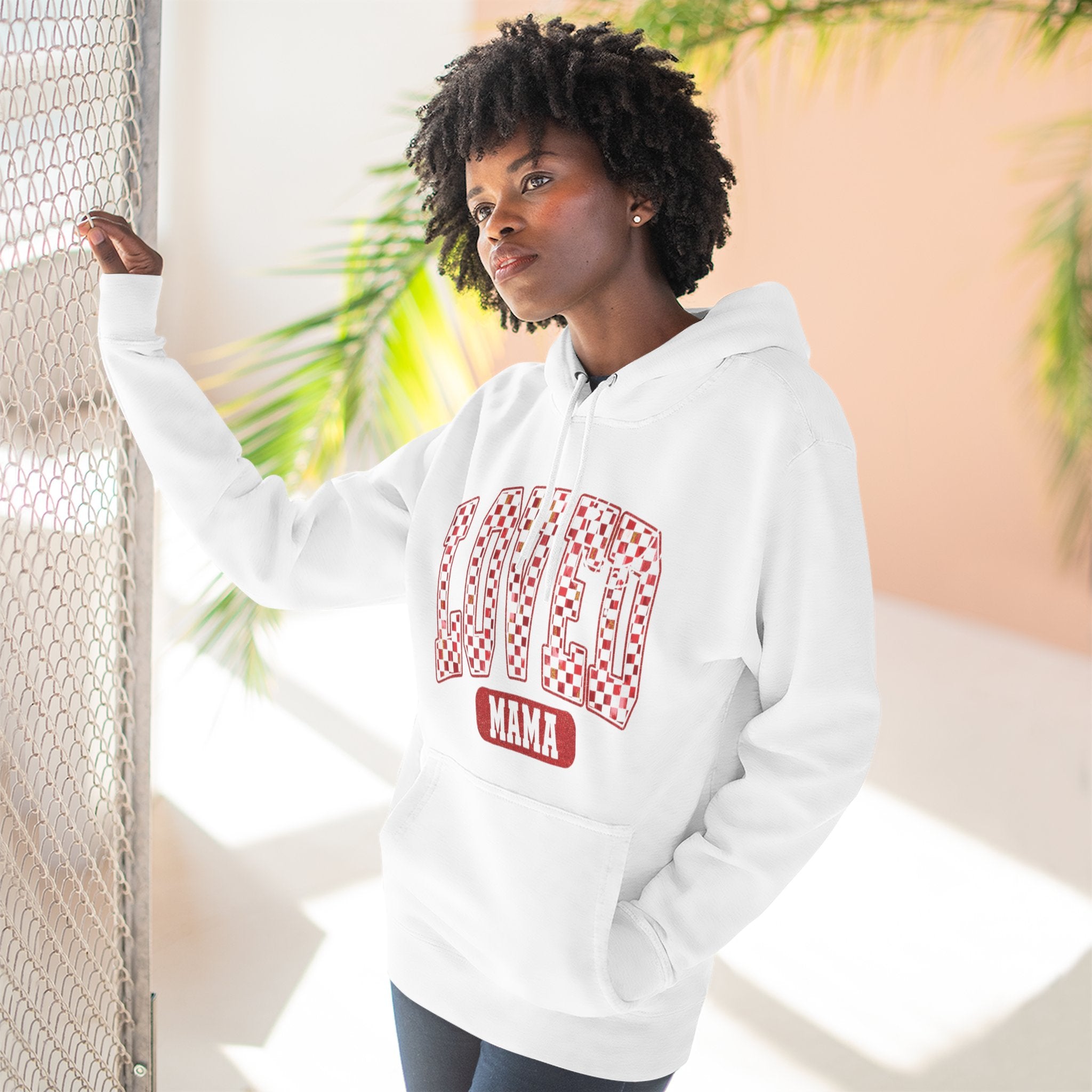 Hoodie  Loved Mama Checkerboard Graphic Hoodie