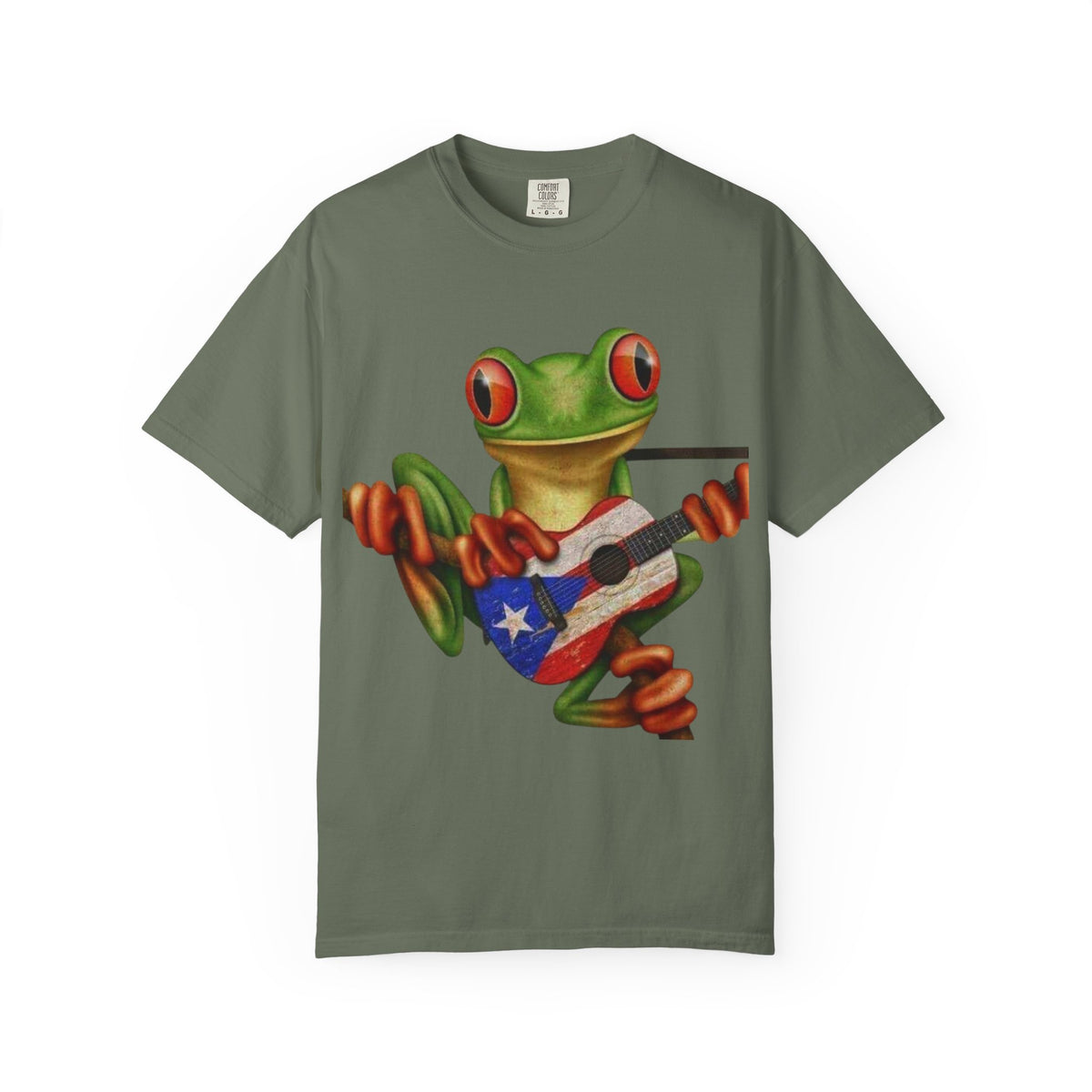 Where Boricua Meets Funky Guitar Frog T-Shirt, , Music Lover Gift, Cool Animal T-Shirt, Summer Style, Lightweight Apparel
