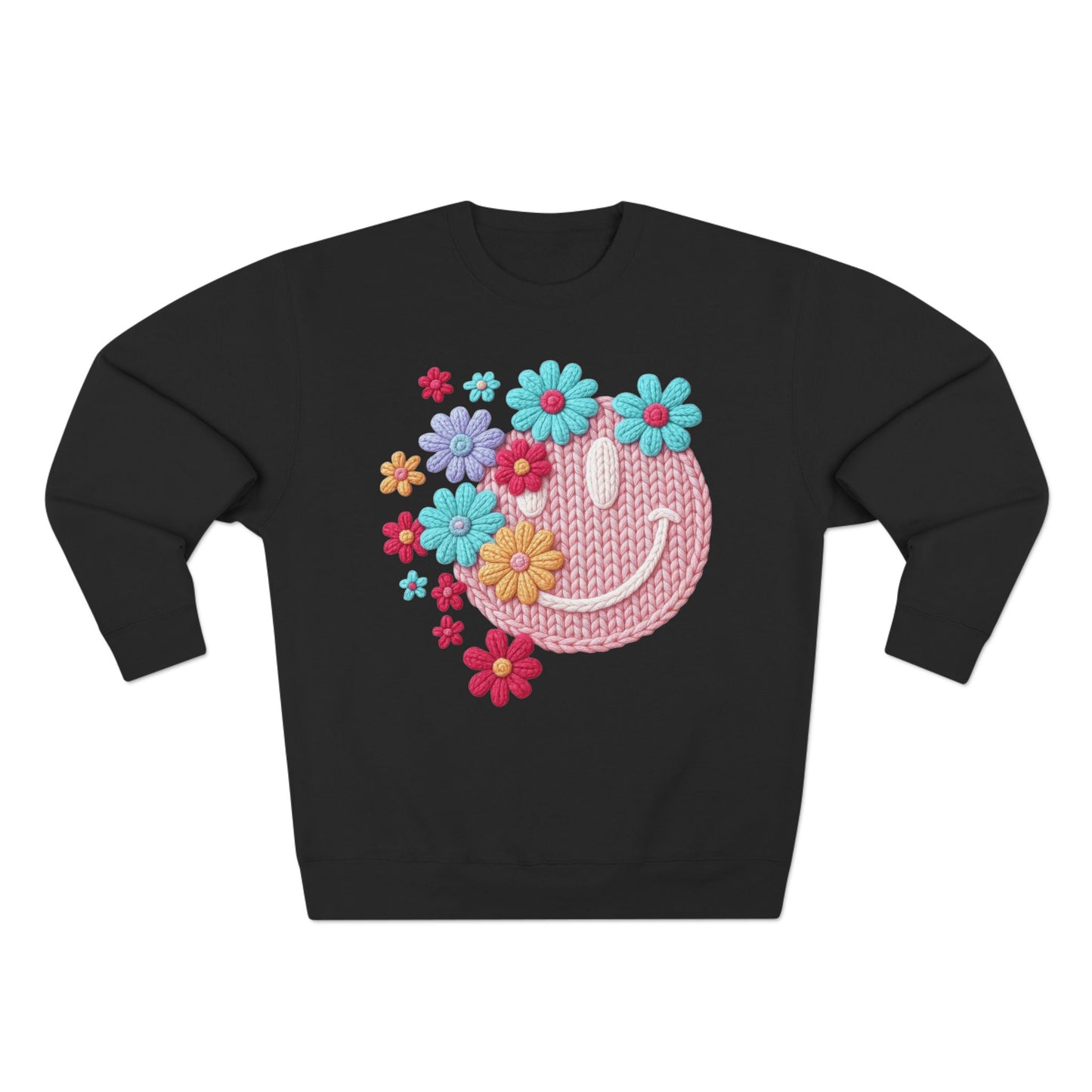 Floral Knit Smile Sweatshirt Cozy, Unbothered