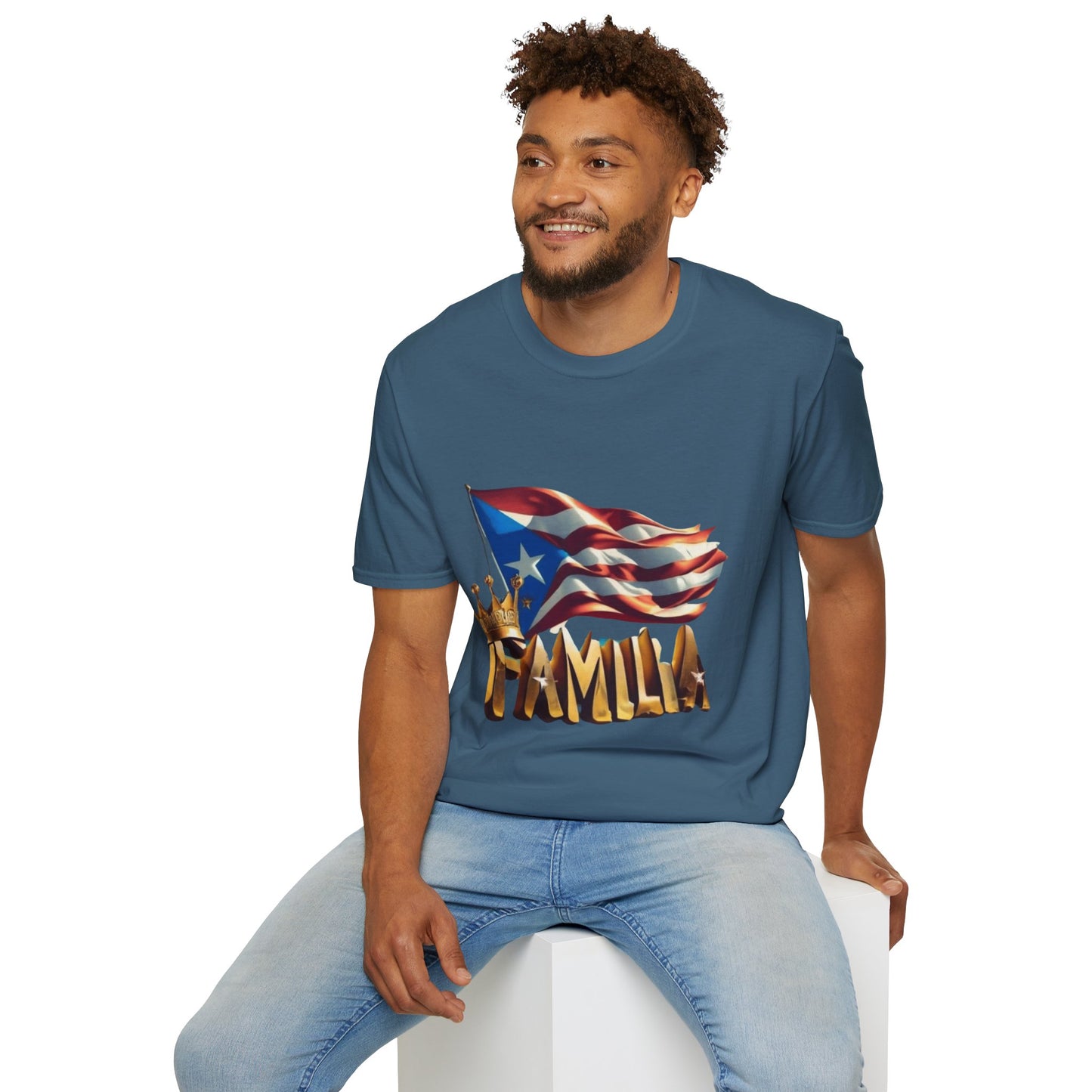 Puerto Rican Familia T-Shirt, Unisex Softstyle Tee, Patriotic Shirt, Family Unity Gift, Summer Celebration Apparel