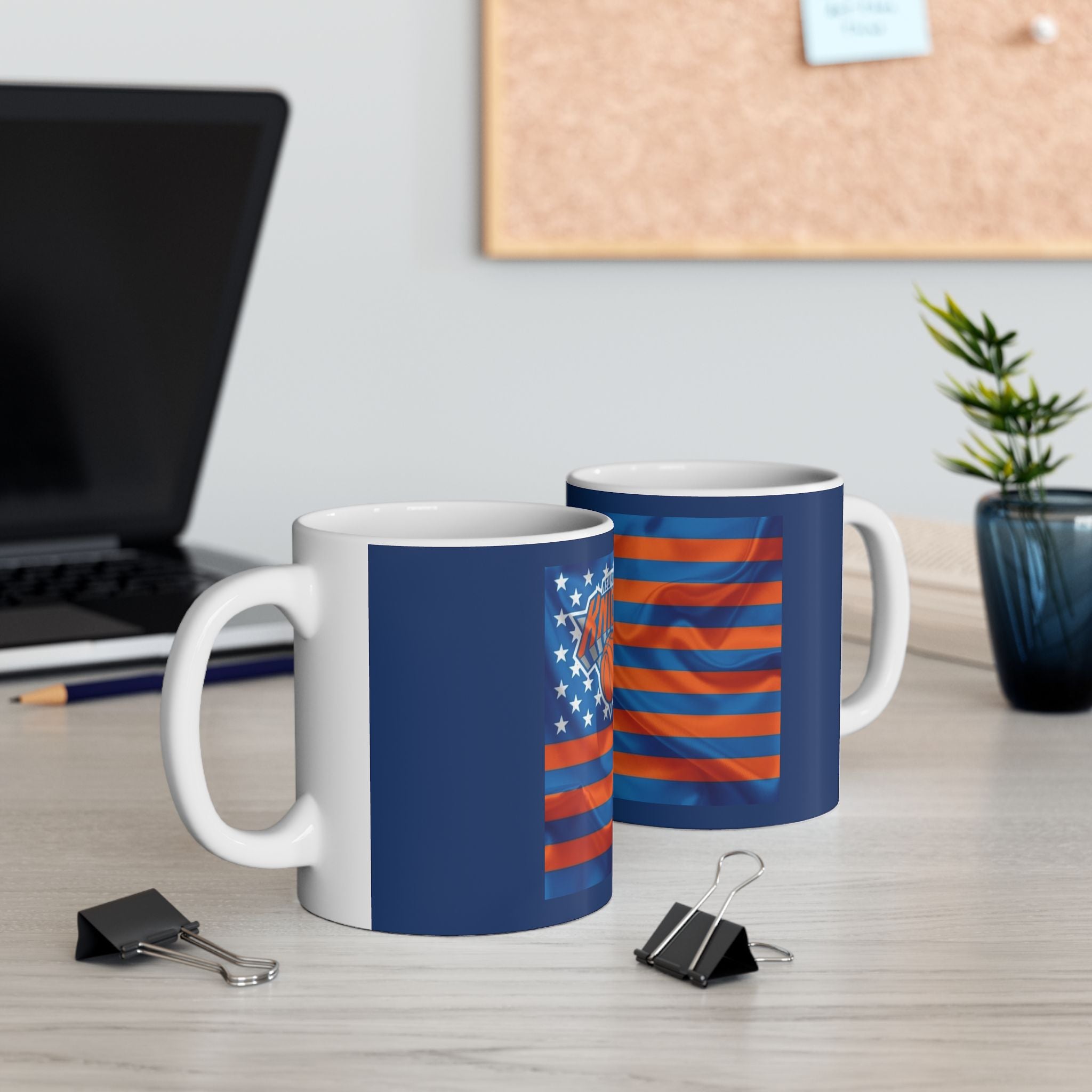 Stars & Stripes Basketball-Inspired Ceramic Mug (11oz, 15oz) NY-K