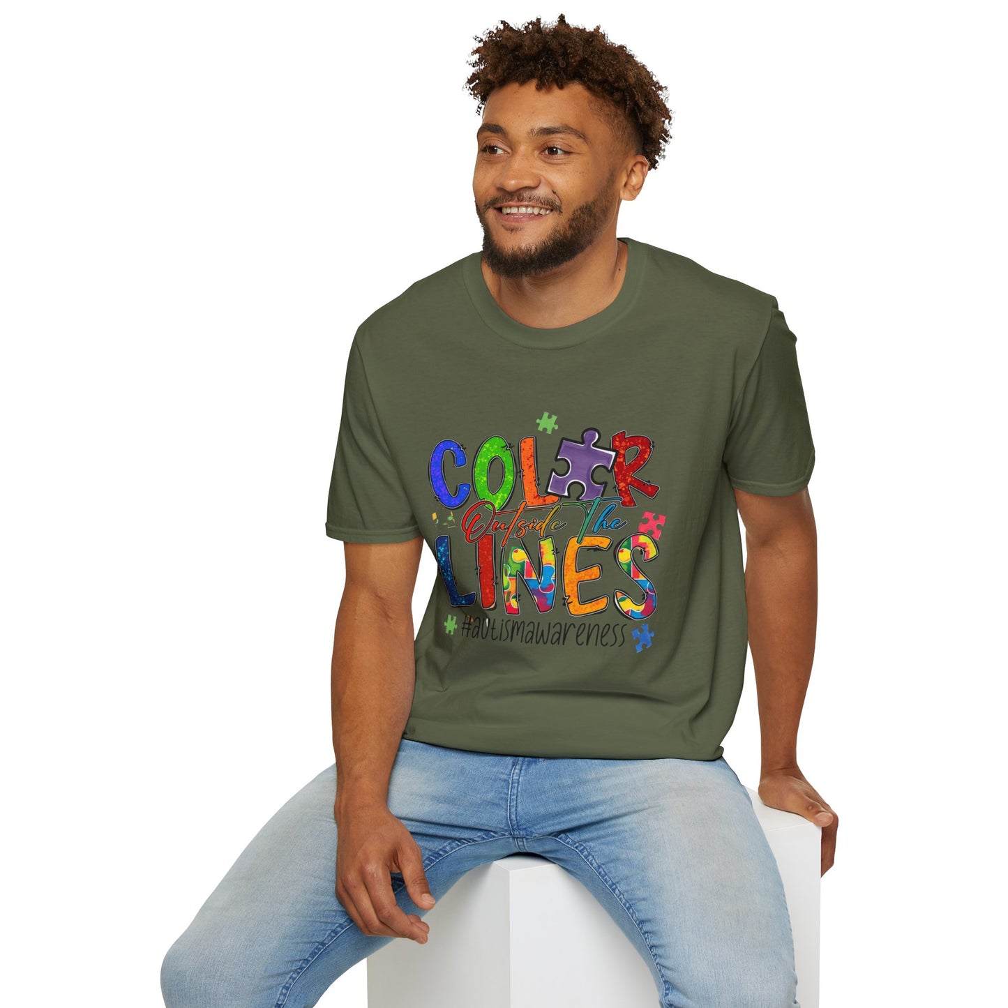 Color Outside the Lines Unisex T-Shirt for Autism Awareness