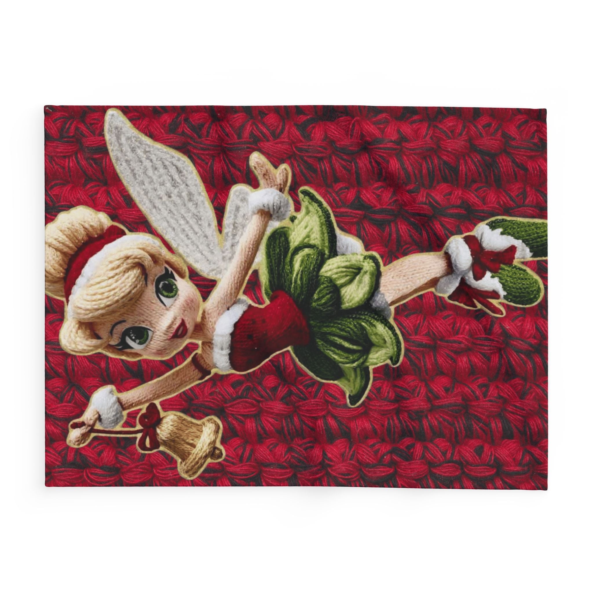 Christmas Fairy Fleece Blanket – Vintage Tinker Bell Holiday Throw
