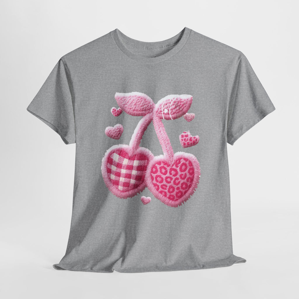 Pink Heart Cherries Tee  LOVE Graphic Valentine T-Shirt