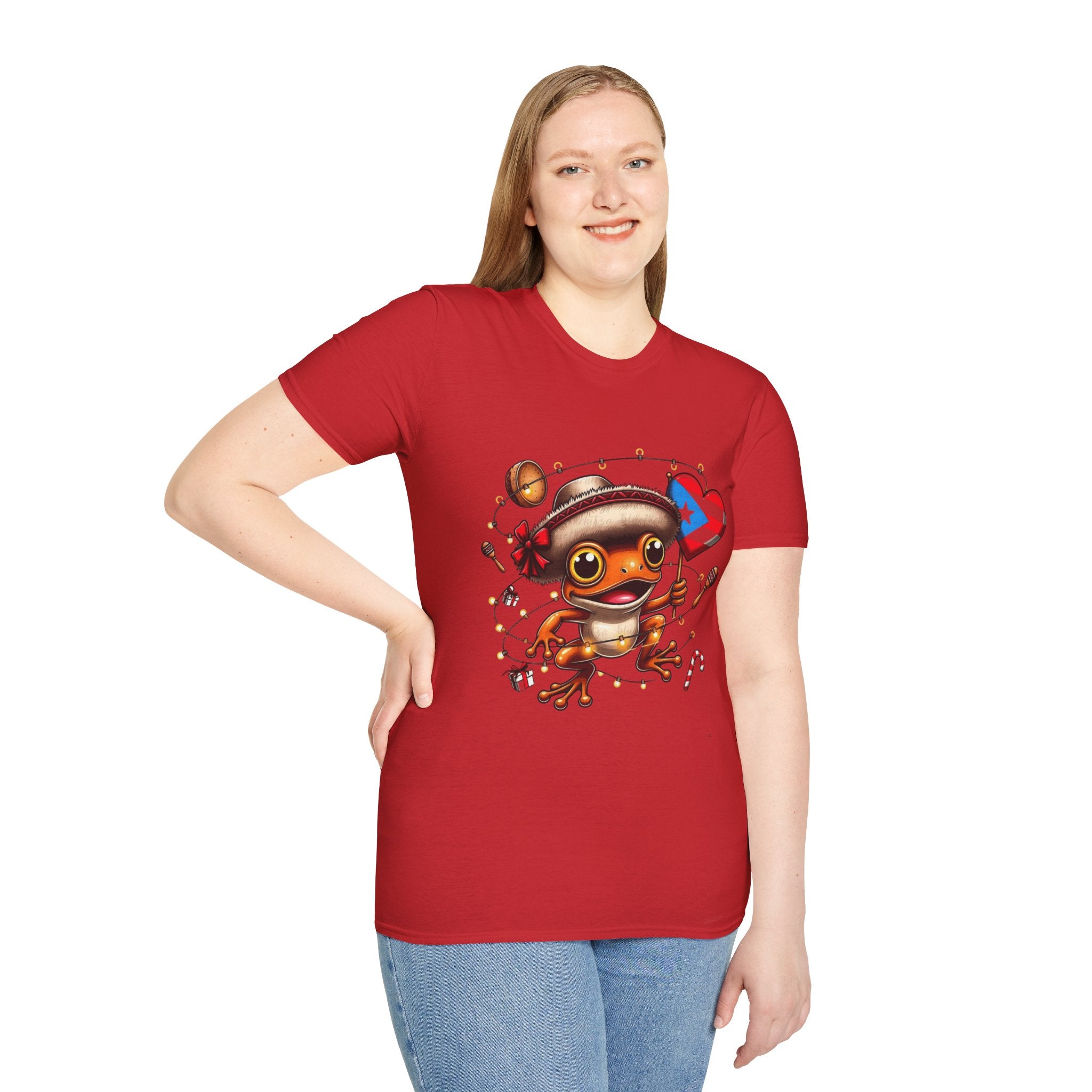 Puerto Rico Frog Holiday T-Shirt  Cute Coquí with Flag Heart (Christmas) Puerto Rico Navidades