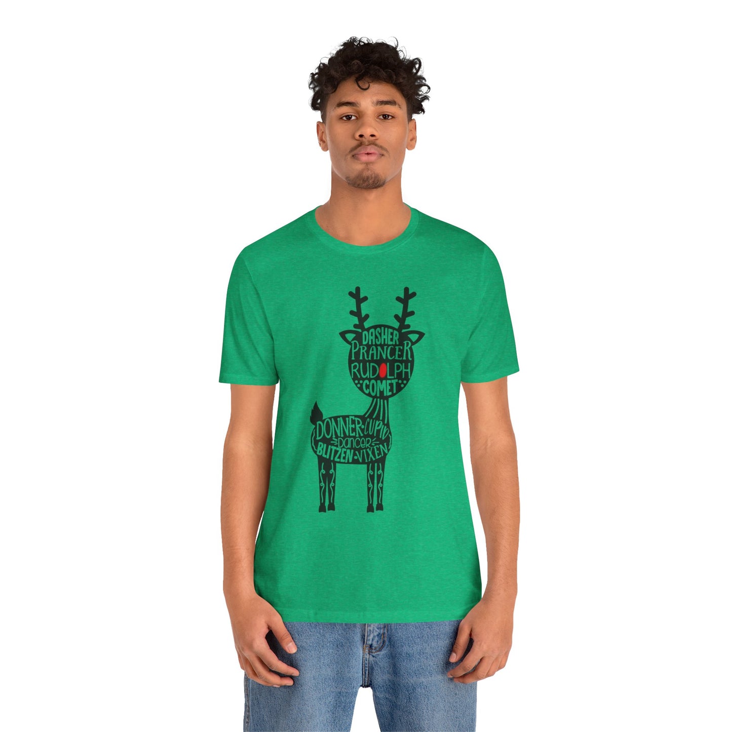 Christmas Reindeer Graphic Tee - Unisex Jersey Short Sleeve Shirt
