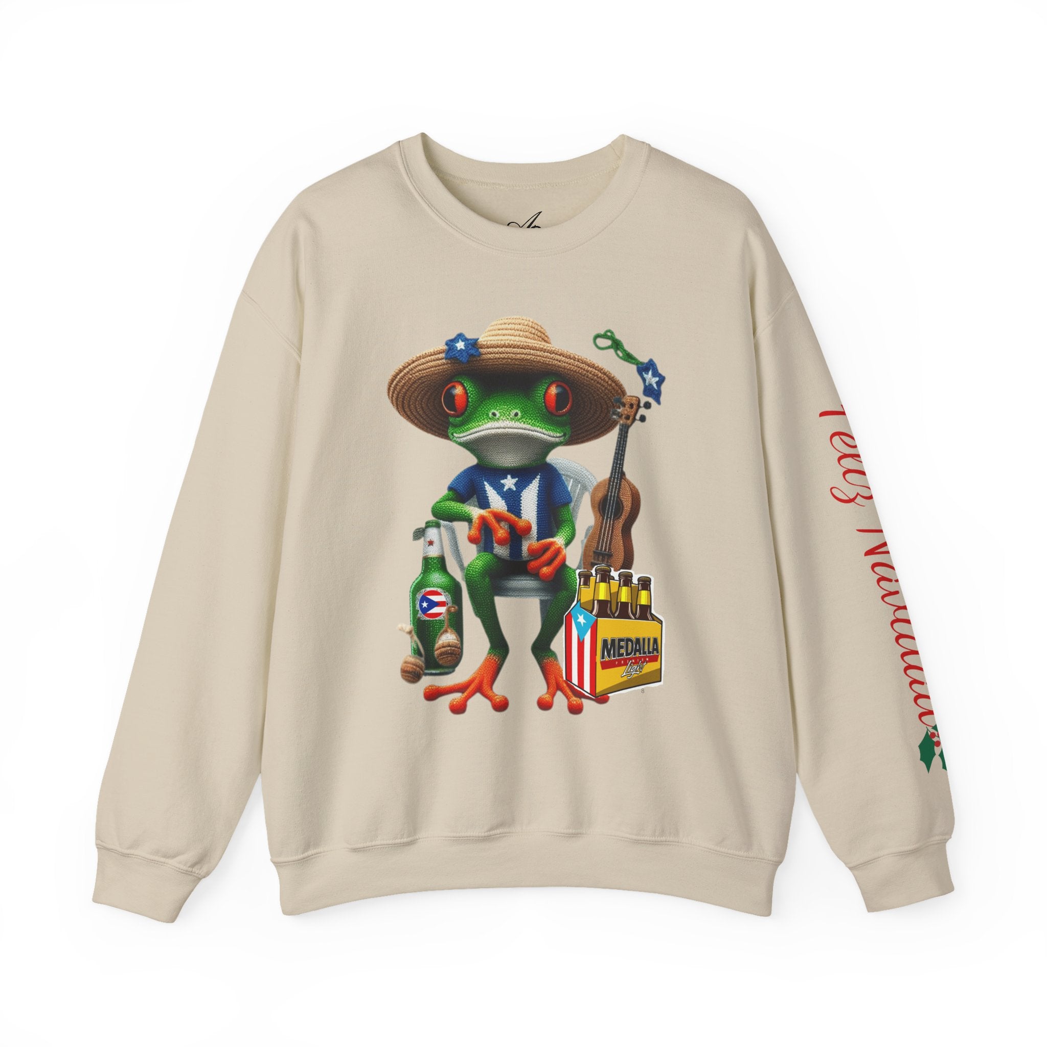 Frog Coqui Crewneck Sweatshirt – Coquito y Medalla Puerto Rican Vibes
