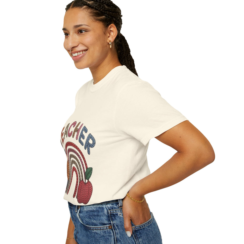 Teacher Rainbow Pencil & Apple T-Shirt — Back-to-School Gift for Educators