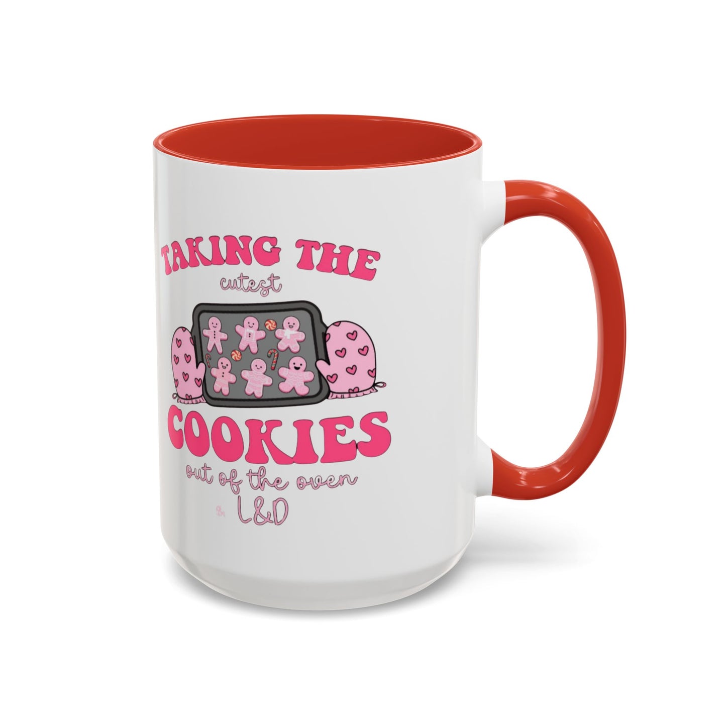 Accent Coffee Mug — "Taking the Cookies" Cute Pink Baking Design Coffee Cup for Fun Celebrations