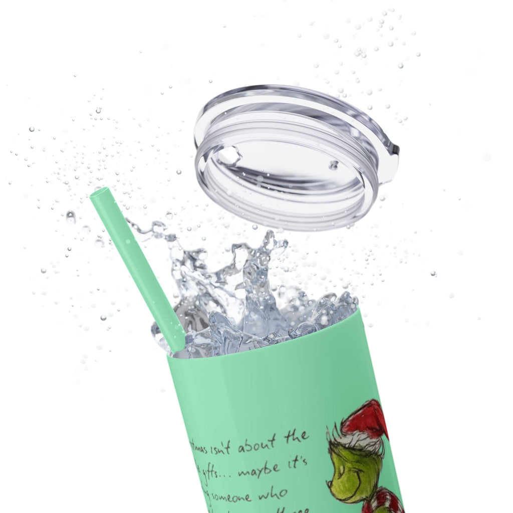 Grinch Christmas Skinny Tumbler with Straw — Dr. Seuss Holiday Quote Design, 20oz Christmas Mugs Collection