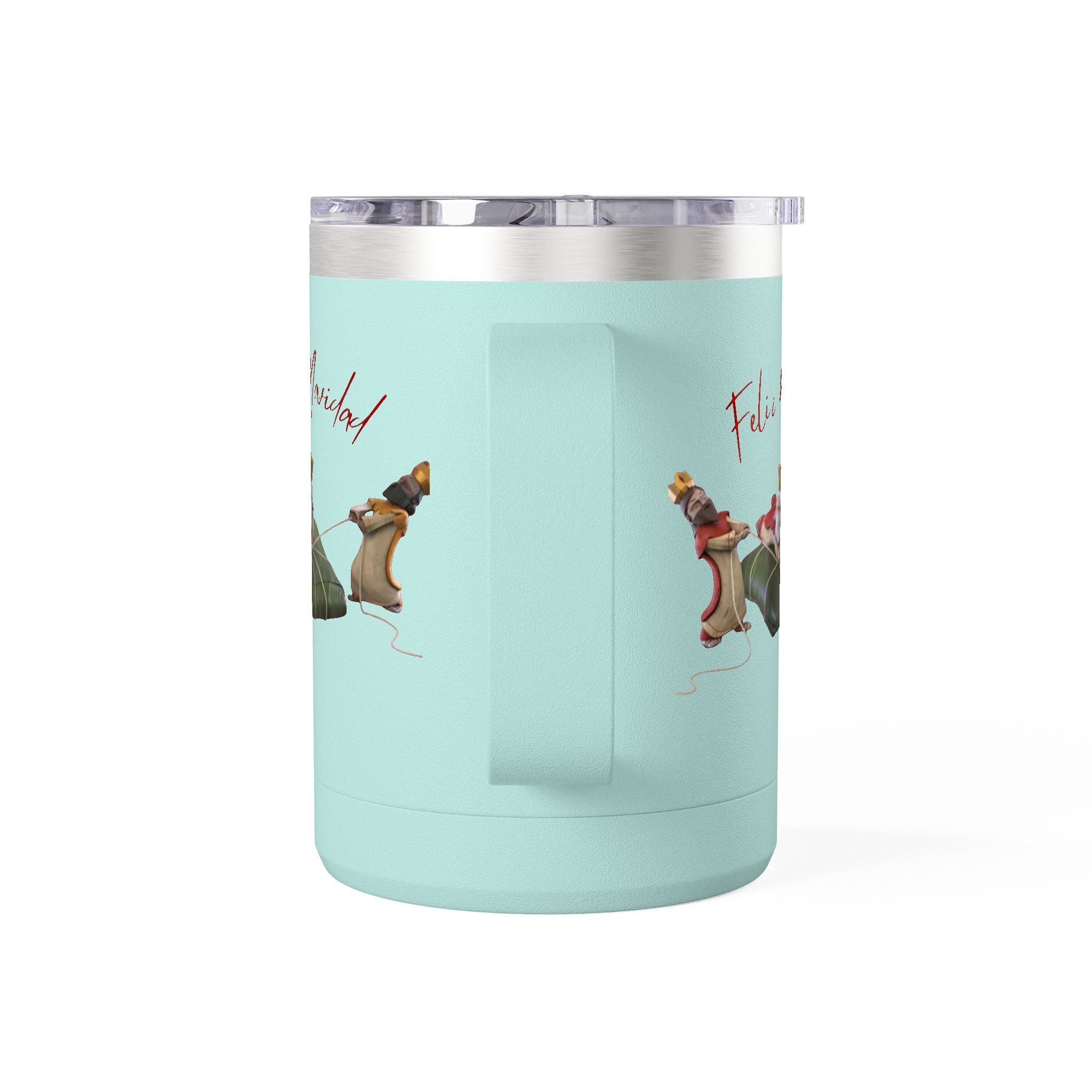 3 KINGS Holiday Travel Tumbler — 'Feliz Navidad' Dachshund Santa Design Coffee Cup for Fun Celebrations