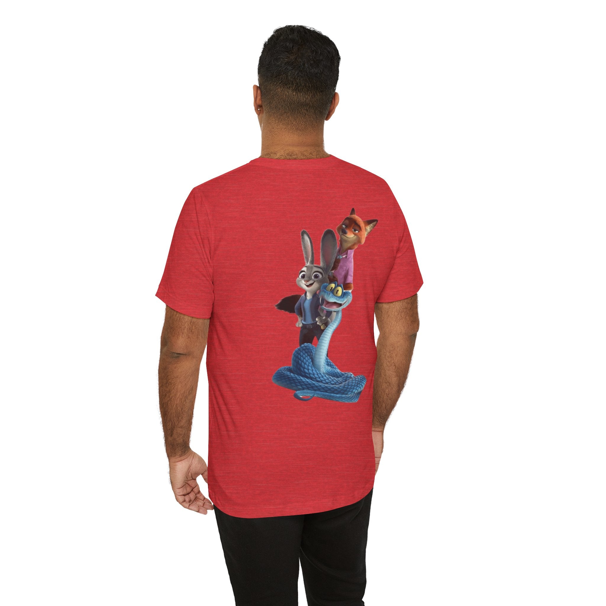 Animated Character Tee — Cute Fox & Bunny Stack Graphic T-Shirt  cartoon-style Christmas artwork