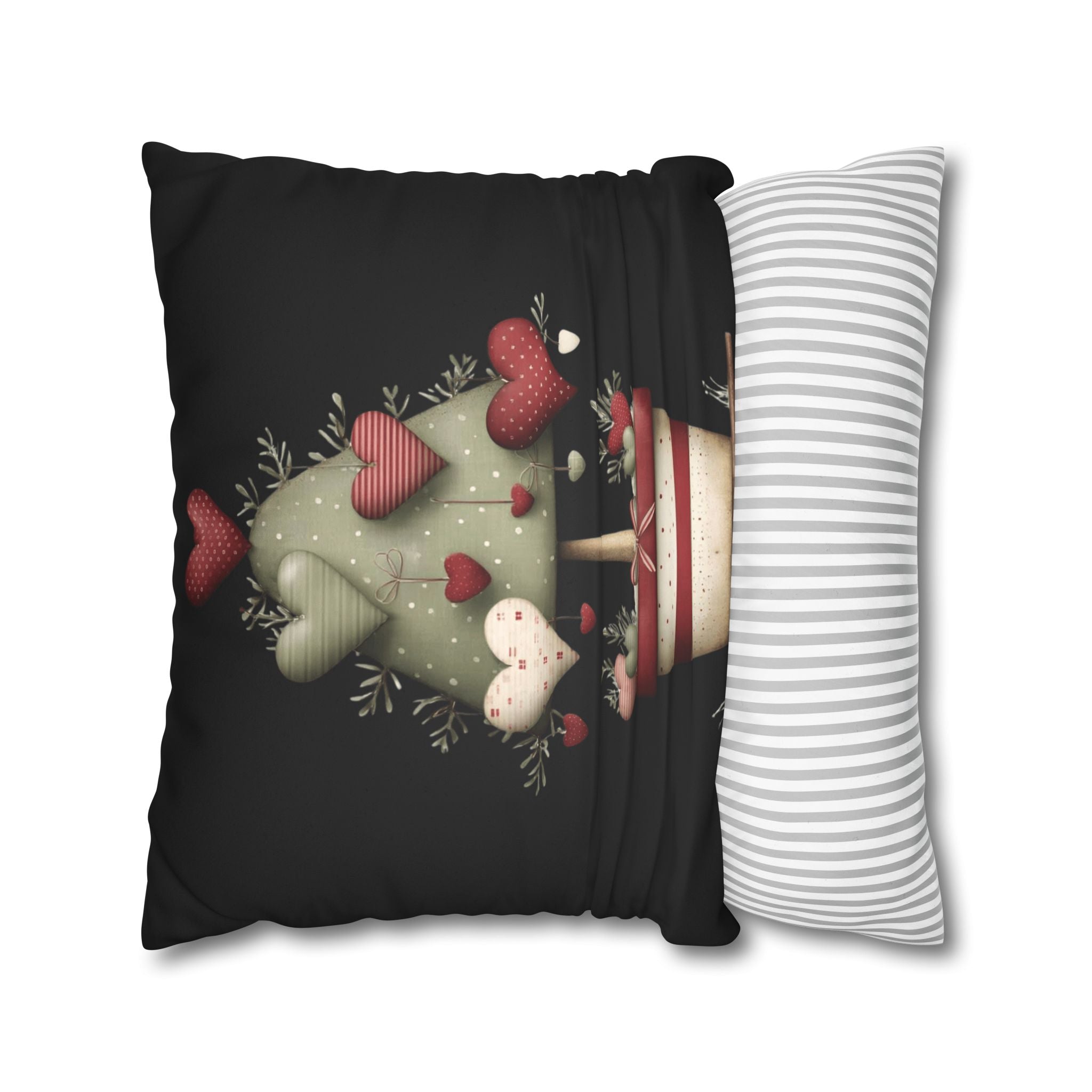 Valentine Heart Topiary Faux Suede Pillowcase CHRISTMAS PILLOW DÉCOR