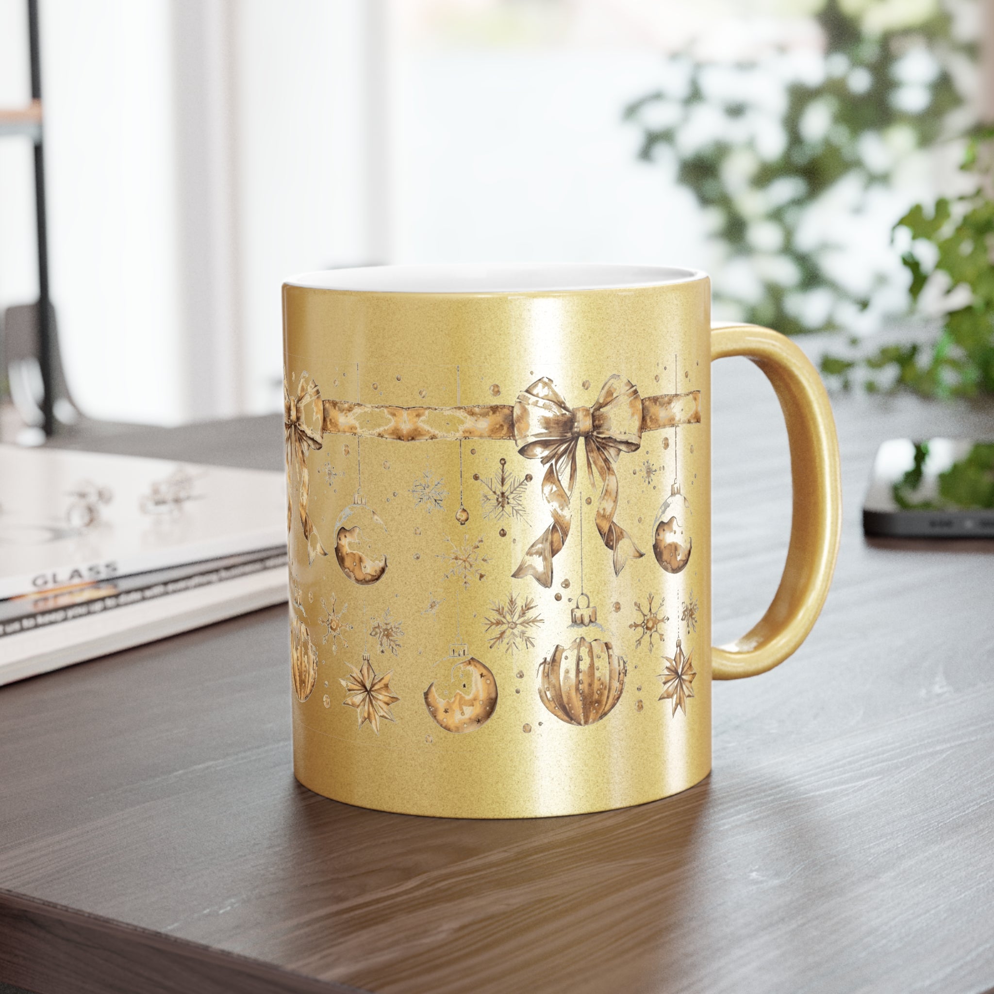 Elegant Holiday Metallic Mug for Coffee LovChristmas Mugs | Holiday Coffee Cups with Festive Quotes & Designsers